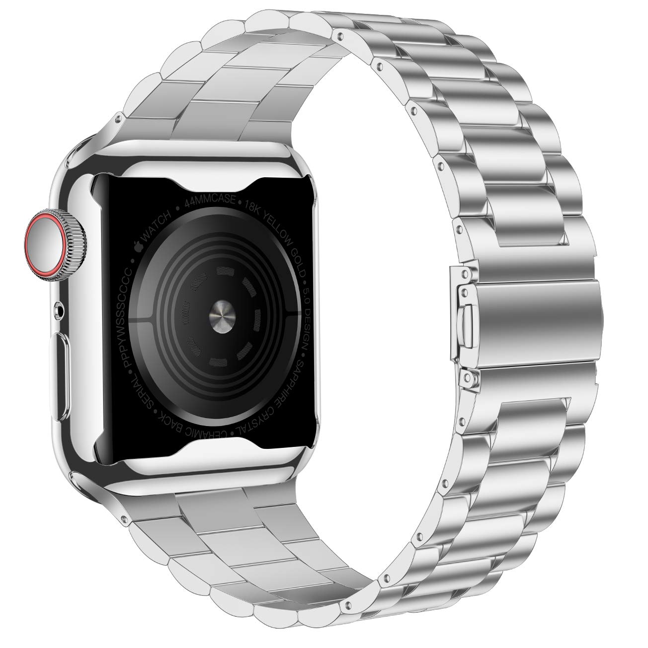 iiteeology Compatible with Apple Watch Bands 41mm Series 9/8/7 - Premium Stainless Steel Strap with Screen Protector Case for Women (Silver) - Perfect for Workouts, Office & Everyday Wear