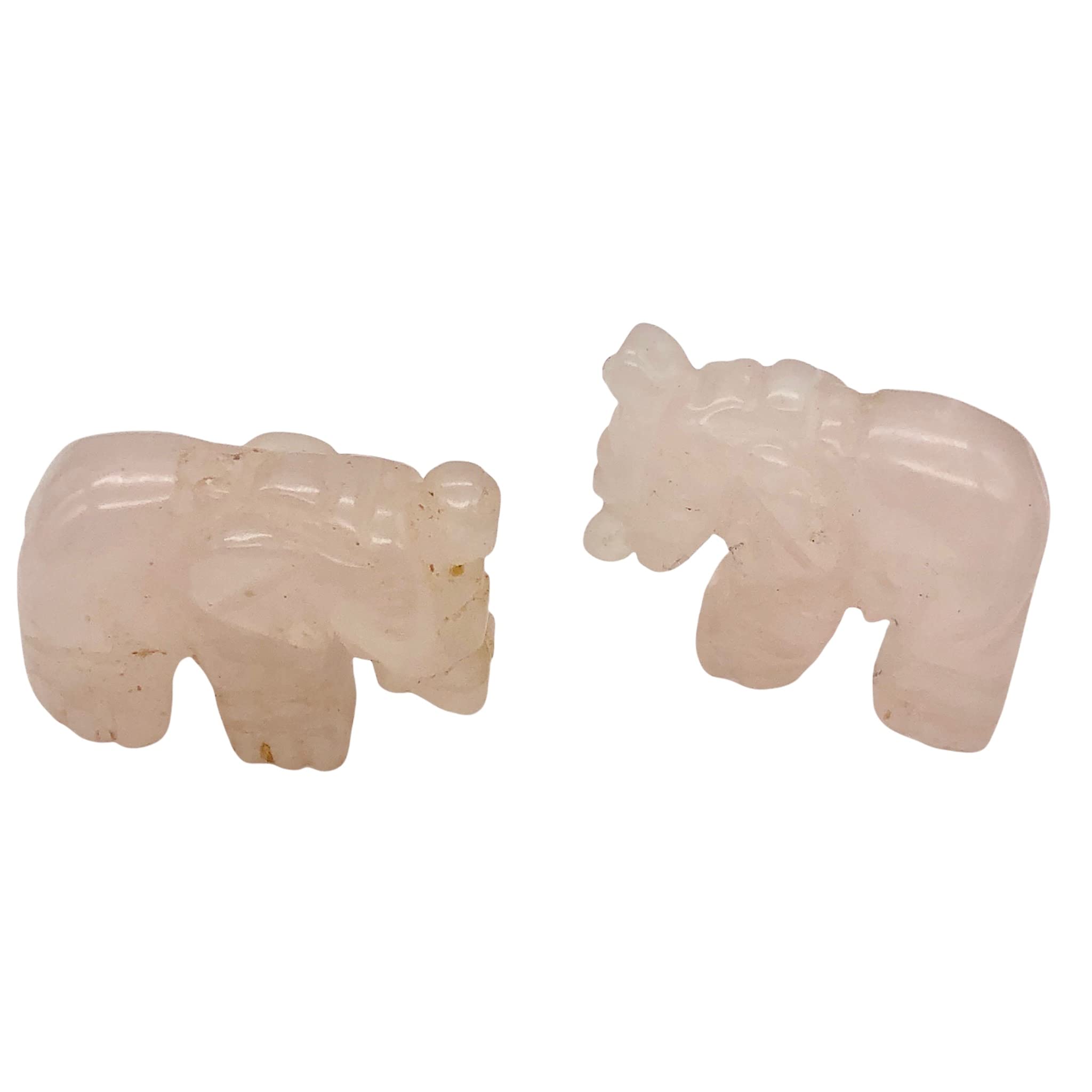 2 Hand Carved Rose Quartz Elephant Beads - Natural Gemstone Beads for DIY Jewelry Making, Necklace & Bracelet Crafting - Perfect for Boho Style & Spiritual Healing Jewelry