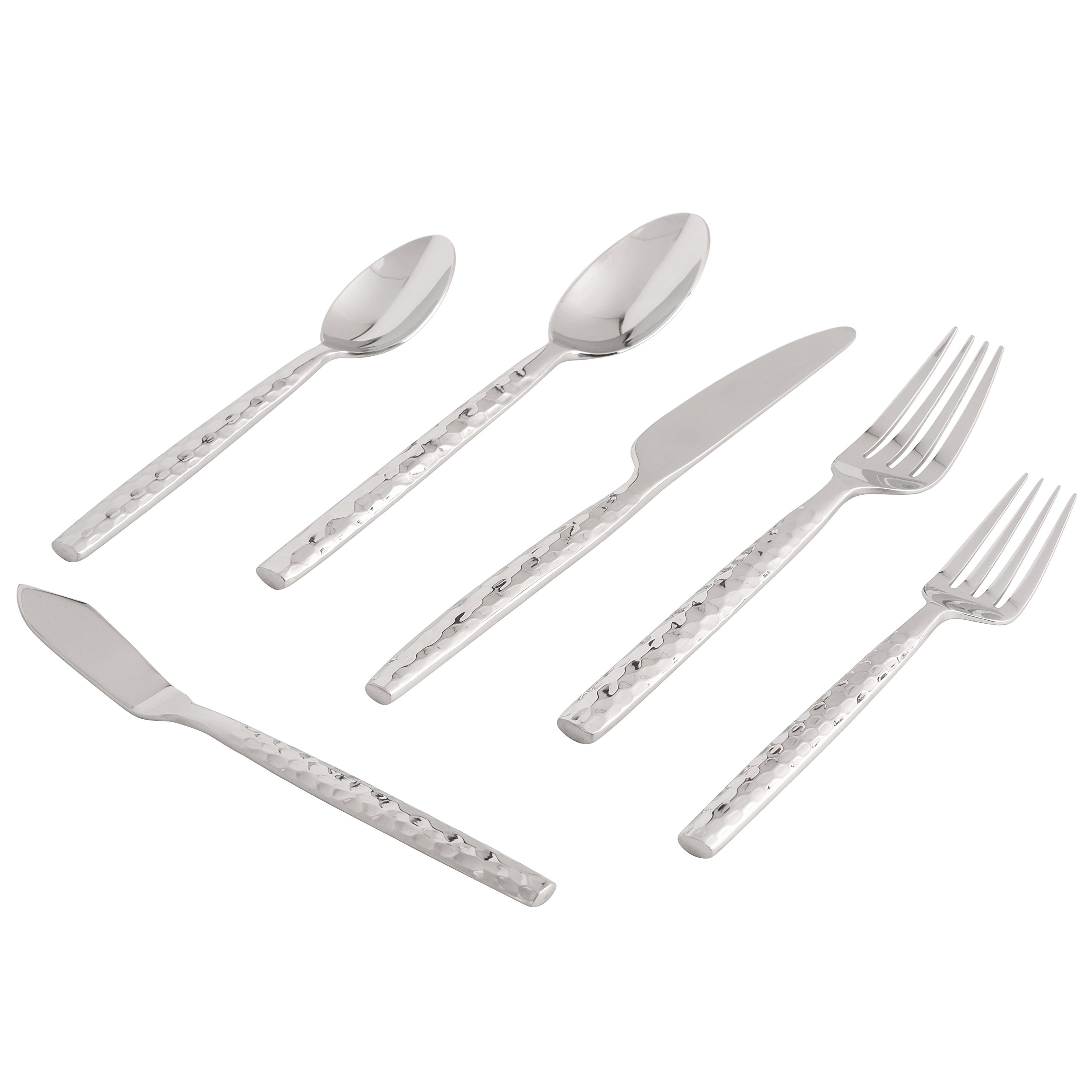 10-Piece Stainless Steel Hammered Salad Forks Set by Strawberry Street - Elegant Flatware for Dinner Parties, Picnics & Everyday Dining