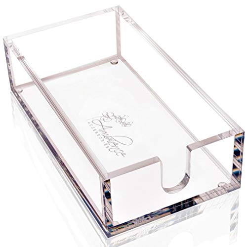 Clear Acrylic Napkin Holder & Guest Towel Dispenser - Non-Slip Bathroom, Kitchen & Dining Table Organizer - Elegant Glass-Like Design for Hand Towels & Napkins - Perfect for Home Decor & Entertaining Guests