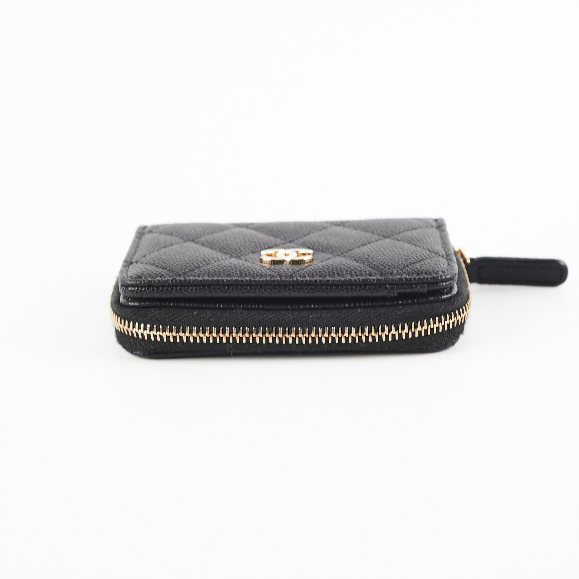 Chanel Black Caviar Leather Card Holder - Luxury Compact Wallet for Credit Cards & ID - Perfect for Everyday Use, Travel & Gifting