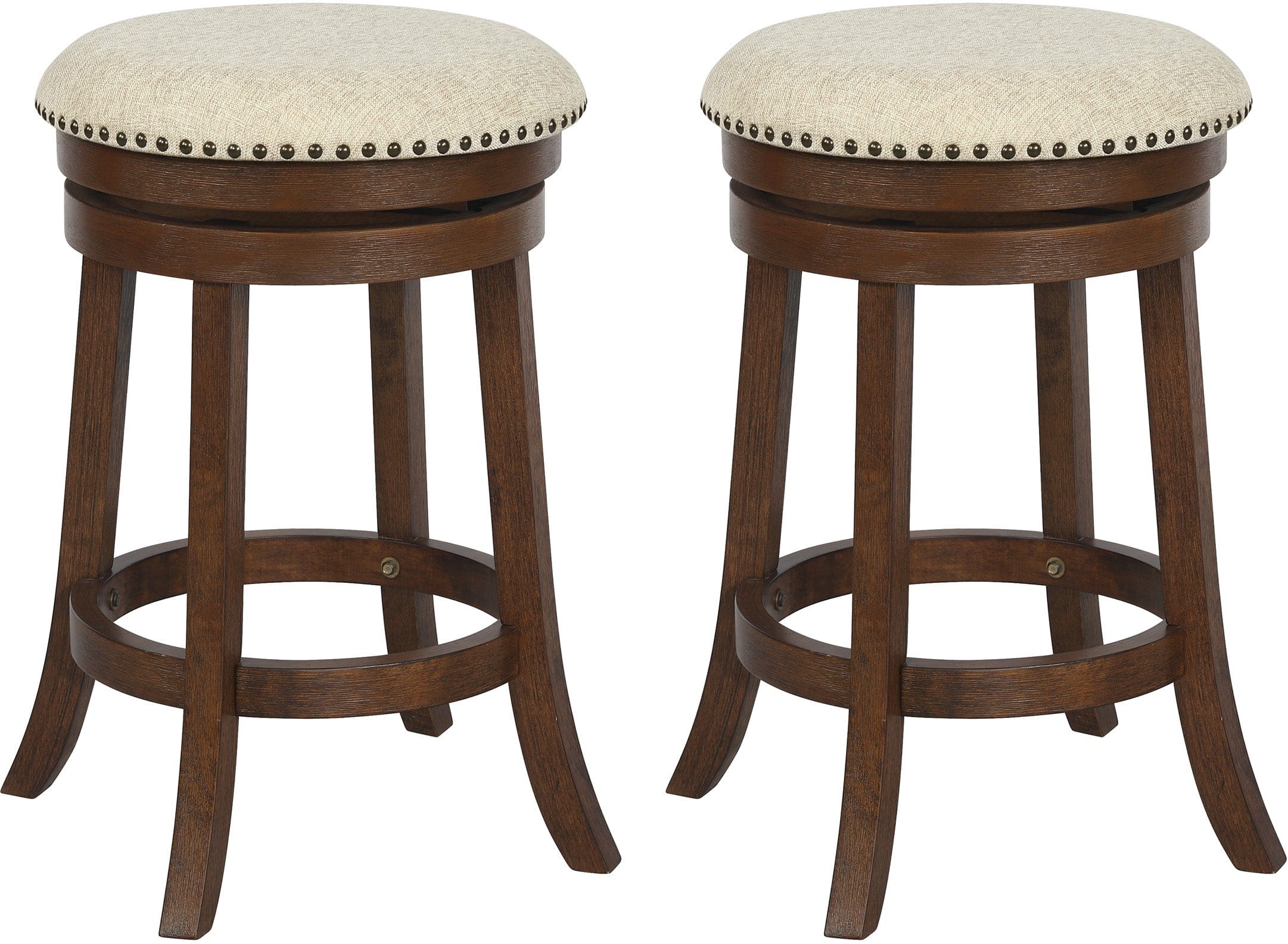 Office Star Round Backless Swivel Stool - 2 Pack Bar Stools with 360 Degree Rotation, Adjustable Height for Kitchen Counter, Home Office & Commercial Use [MET17]