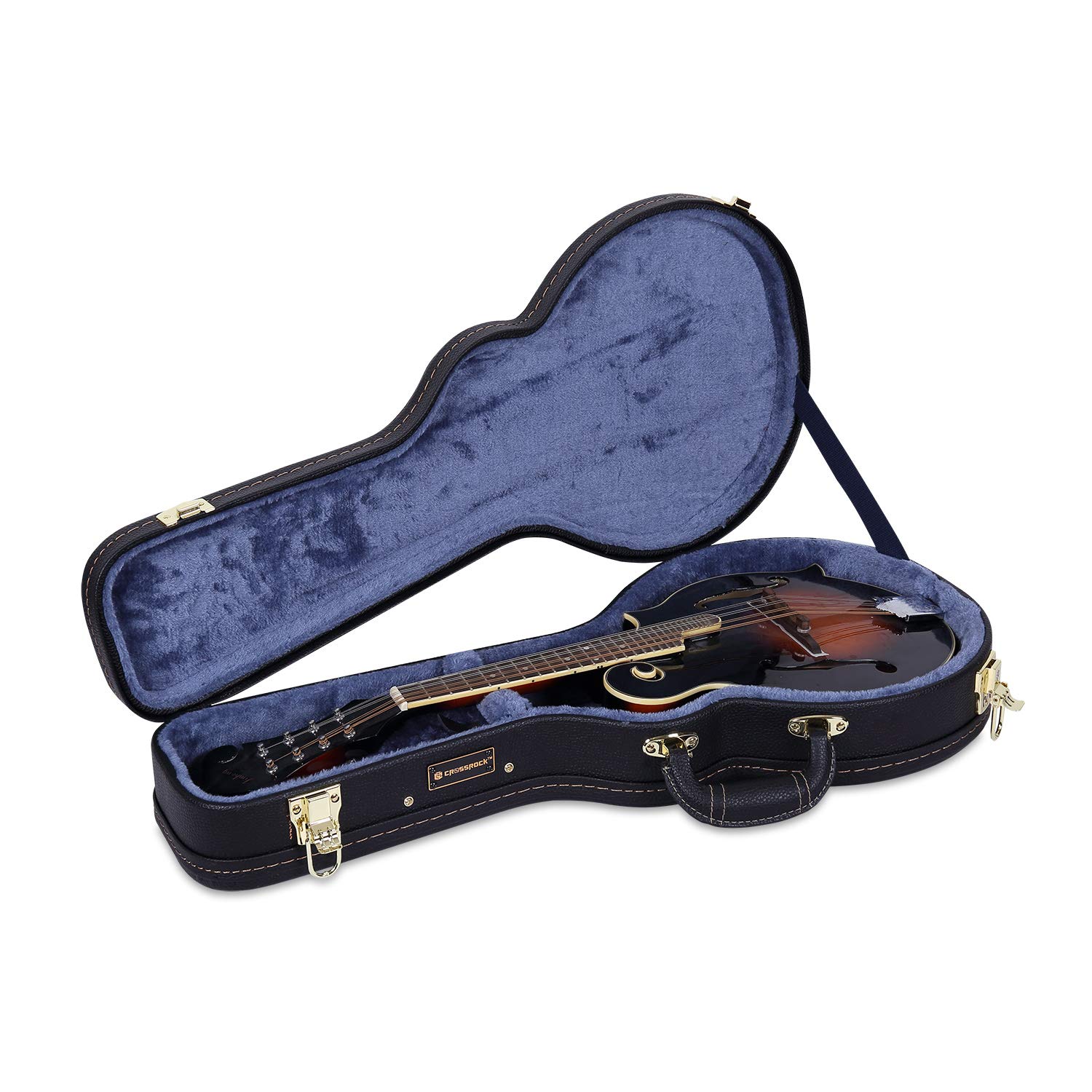 Crossrock CRW620MFBK Hard Shell Case for F-Style Mandolin - Durable Black Protective Case for Travel & Storage | Perfect for Musicians, Performances & Instrument Protection