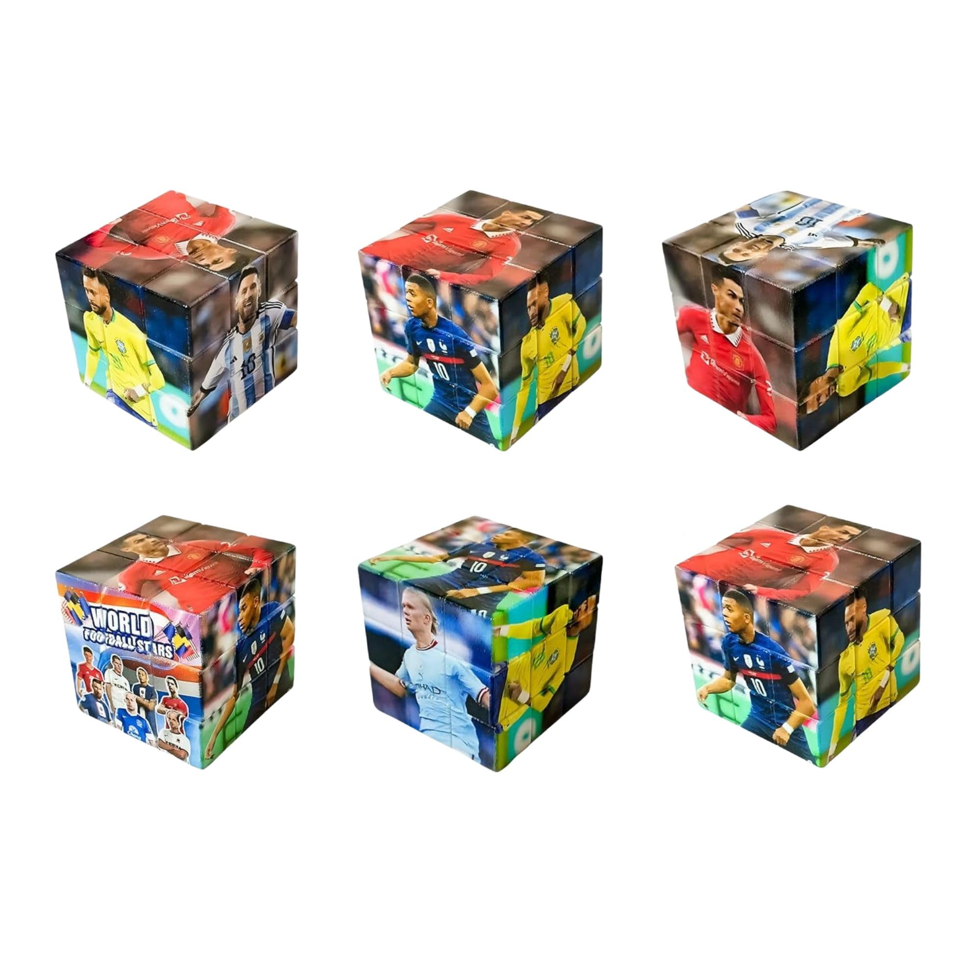 Football Theme Birthday Poppers & Speed Cubes - Set of 6 Stress Relief Puzzle Toys for Kids | Perfect Birthday Party Favors & Return Gifts | Great for Classroom Rewards, Party Games & Cognitive Development Activities