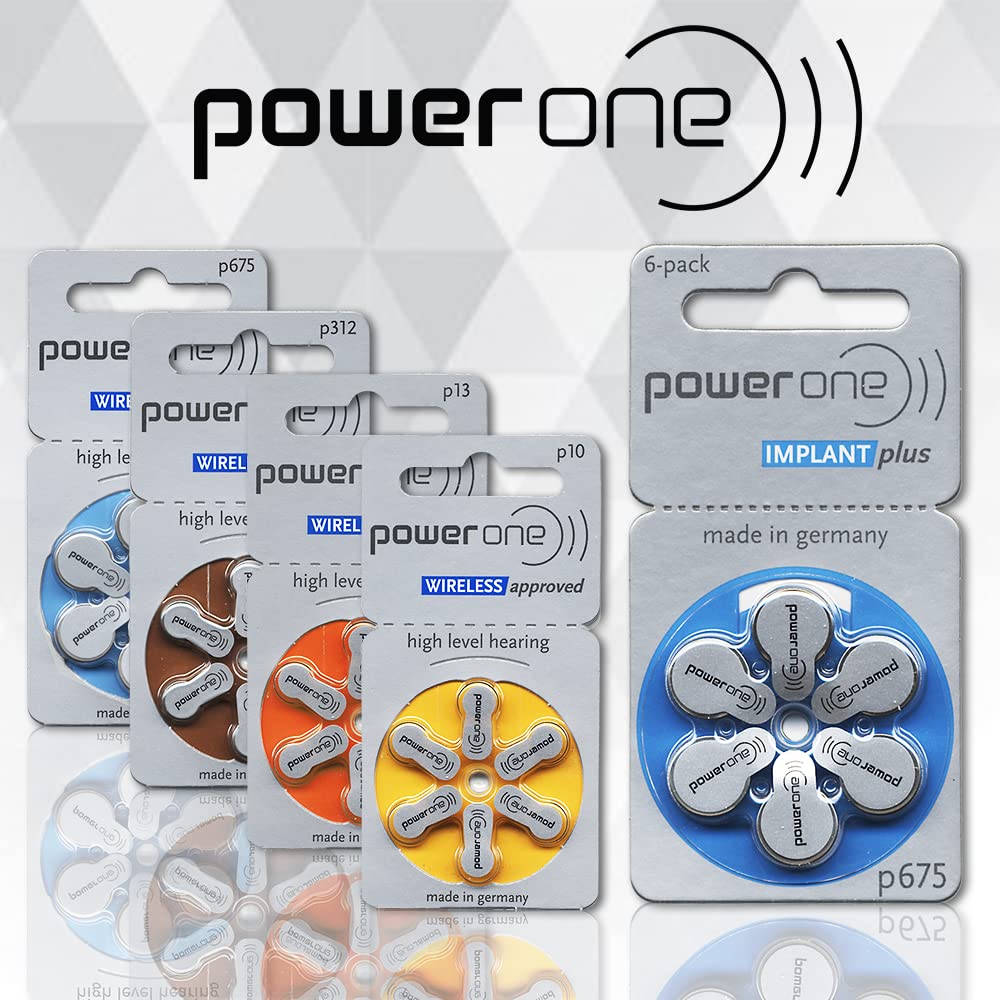 Power One Cochlear Implant 675 Hearing Aid Batteries - 300 Count (5 x 60-Packs) - Long-Lasting Zinc Air Batteries for Hearing Devices - Perfect for Travel, Work & Daily Use