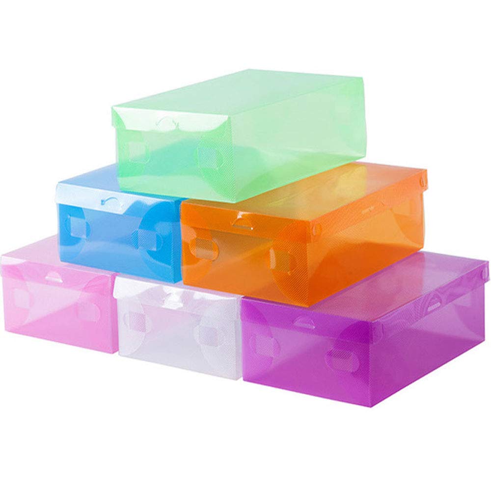 Foldable Stackable Clear Plastic Shoe Storage Box for Women & Men - Organize Closet & Shelf (White, 33x21x12cm) - Perfect for Small Spaces, Travel, and Shoe Collection Display