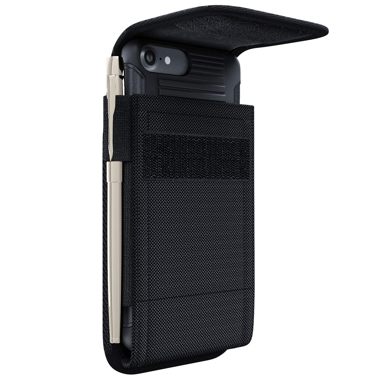Leather Phone Holster Pouch for iPhone 14/13/12/11/XR/XS with Belt Clip - Compatible with Otterbox Cases - Durable Phone Holder for Work, Hiking & Outdoor Activities