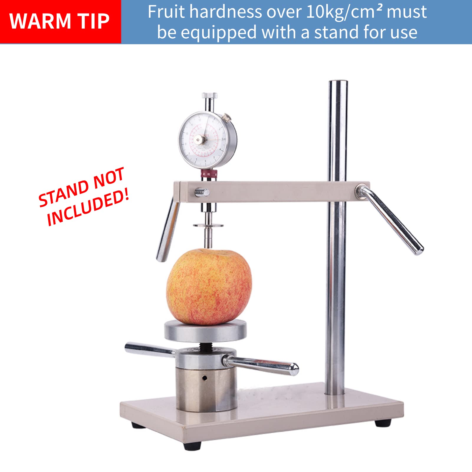 Fruit Firmness Tester with 2 Measuring Heads - Digital Penetrometer for Measuring Apple, Pear & Peach Hardness | Portable Sclerometer for Fruit Maturity Testing in Farms, Orchards & Food Labs