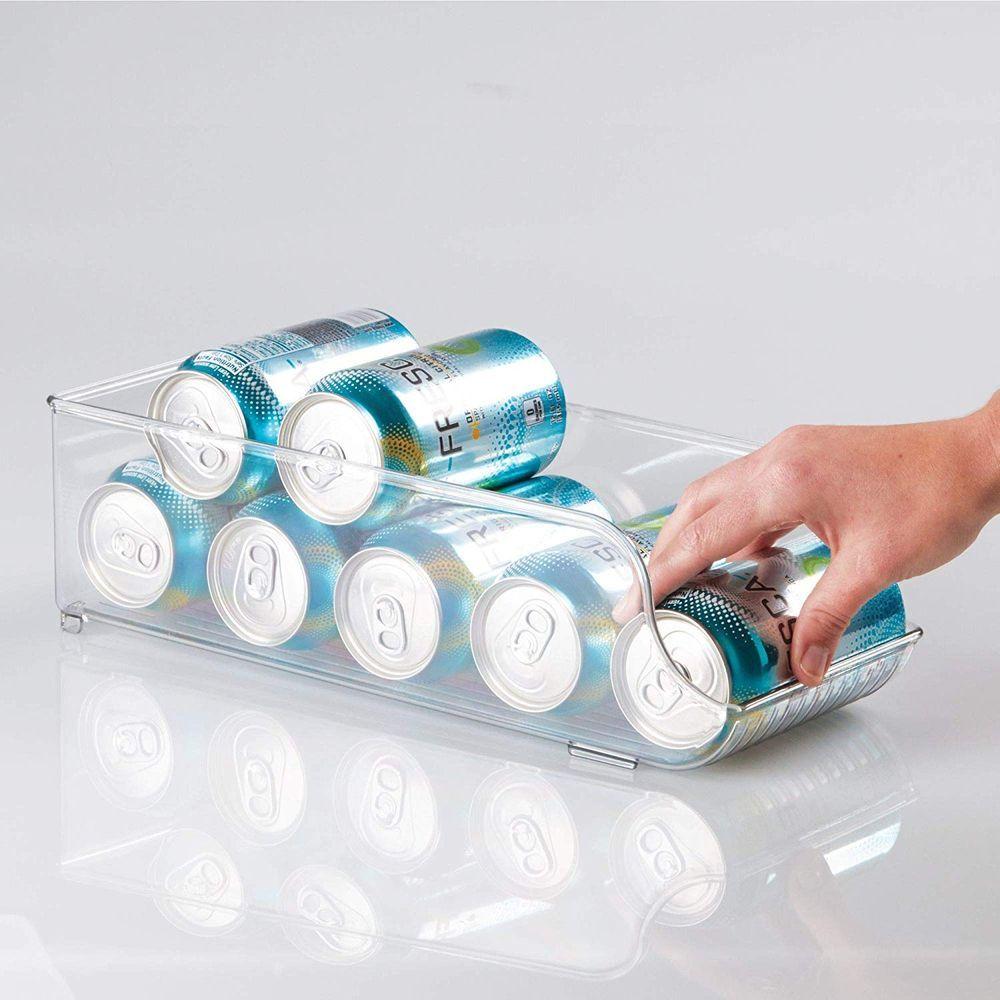 iDesign Linus Fridge Binz Can Organizer - Stackable Beverage Storage Container for Soda, Beer & Energy Drinks - Perfect for Kitchen, Pantry & Office Refrigerator Organization