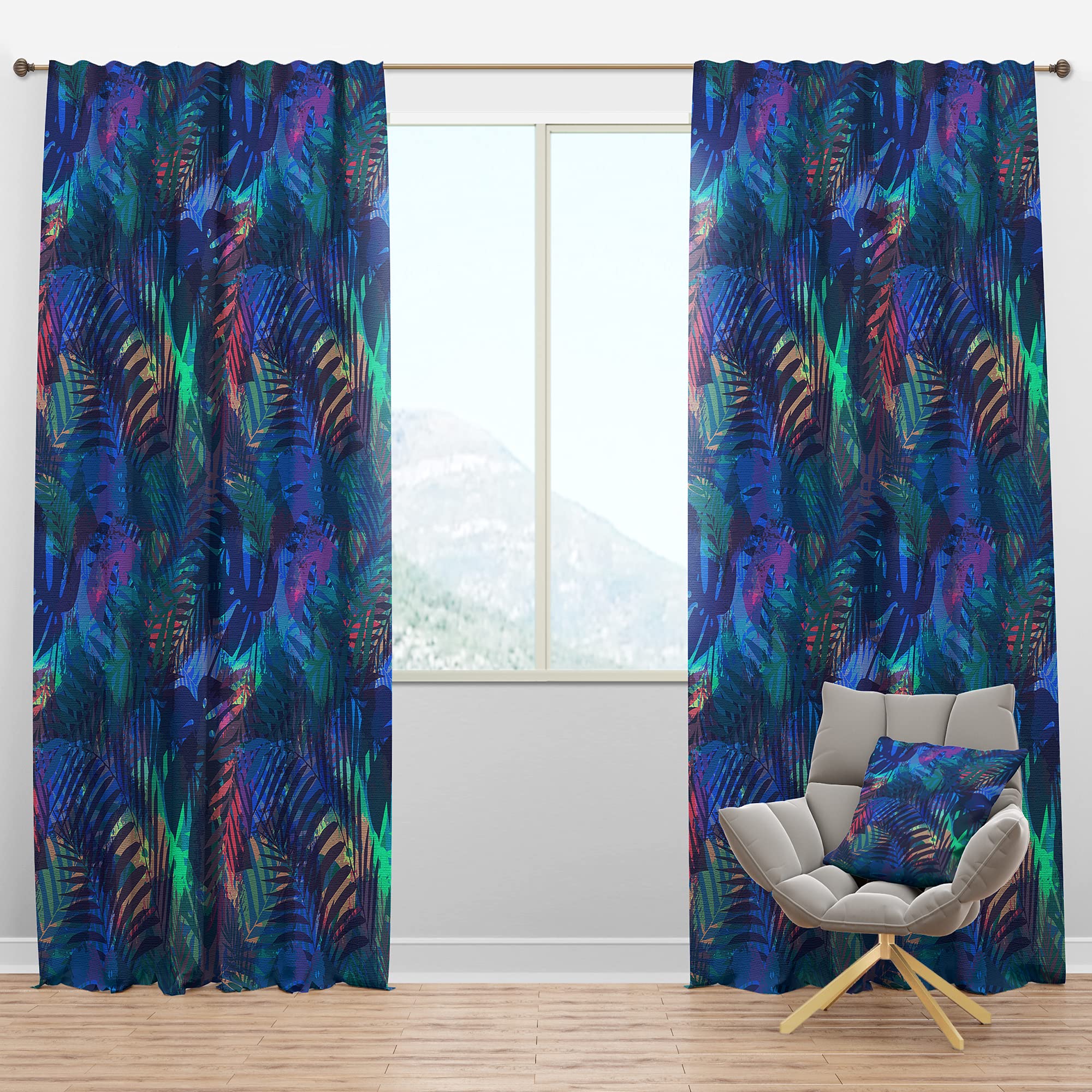 DesignQ Blackout Curtains - Tropical Palm Leaves Pattern Thermal Insulated Single Panel (52x95 inches) for Bedroom & Living Room - Perfect for Home Decor, Privacy & Light Blocking