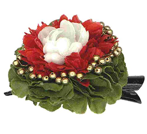 Elegant Red and White Jasmine Hair Clip for Women - Perfect for Weddings, Parties & Everyday Styling