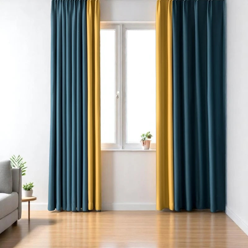 Elisa Color Block Thermal Blackout Custom Curtains for Bedroom & Living Room - Noise Reducing & Energy Efficient Window Treatments