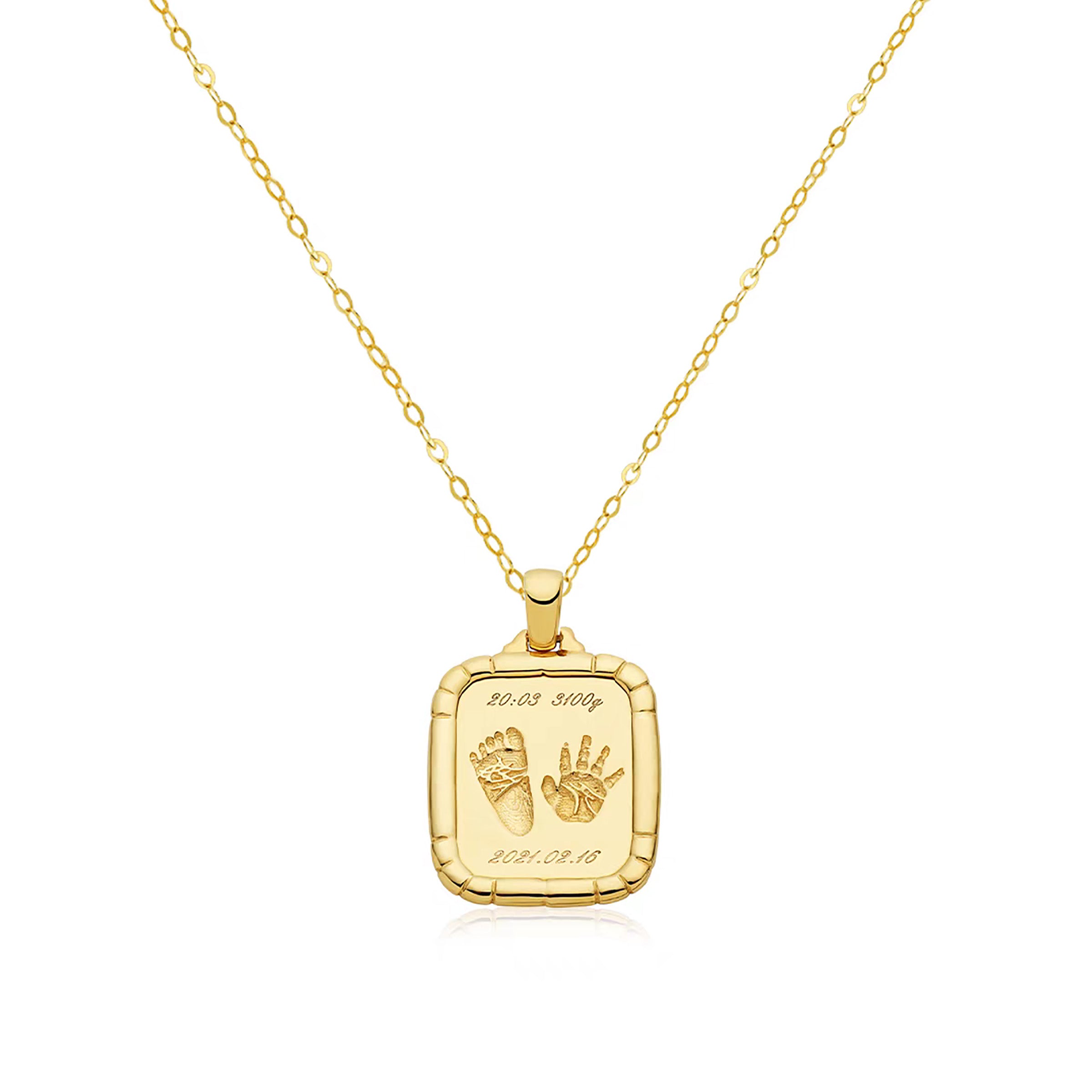Solid Gold Footprint Necklace - Personalized Jewelry for Women | Engraved Keepsake Pendant for Moms, Grandmas & Loved Ones | Perfect Gift for Birthdays, Mother's Day & Anniversaries