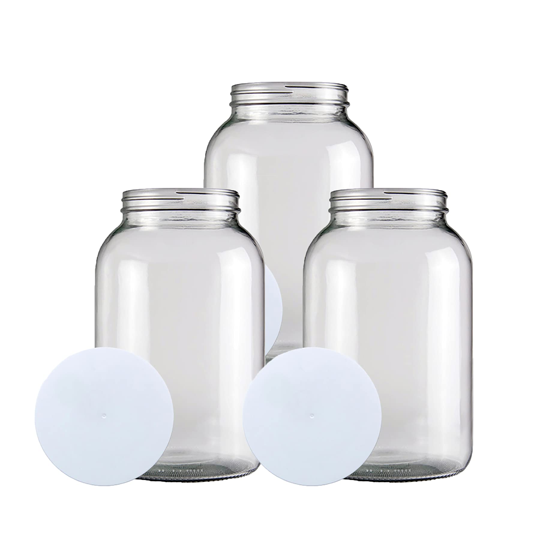 Home Brew Ohio 1 Gallon Glass Wide Mouth Jar with Airtight Lid - Set of 3 - Perfect for Fermenting, Pickling, Kombucha & DIY Craft Projects