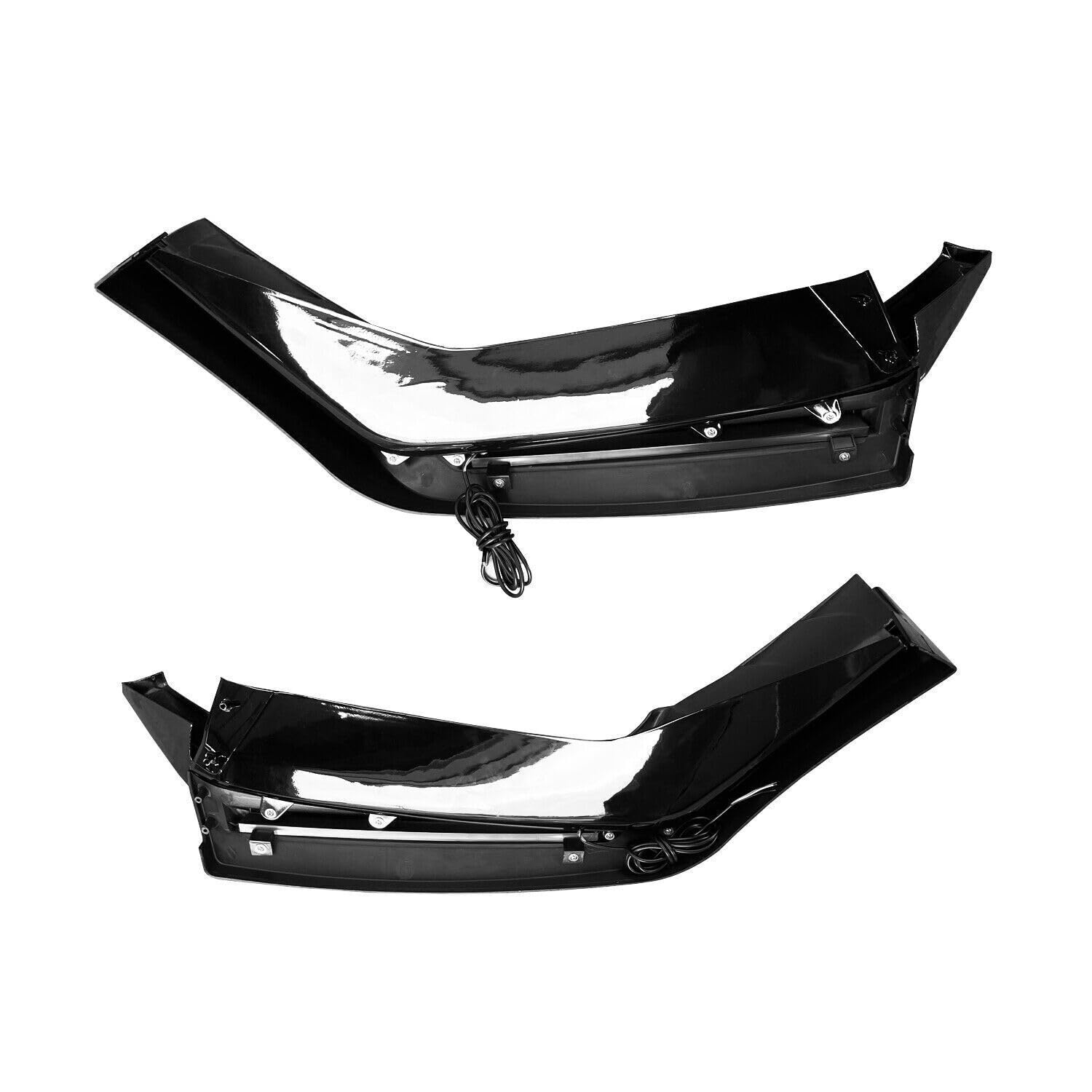 Glossy Black Front Bumper Lip with LED Daytime Running Lights - Compatible with 2016-2021 Honda Civic Hatchback & Si | Air Dam Spoiler Splitter for Enhanced Style & Visibility | Perfect for Street Racing & Car Customization