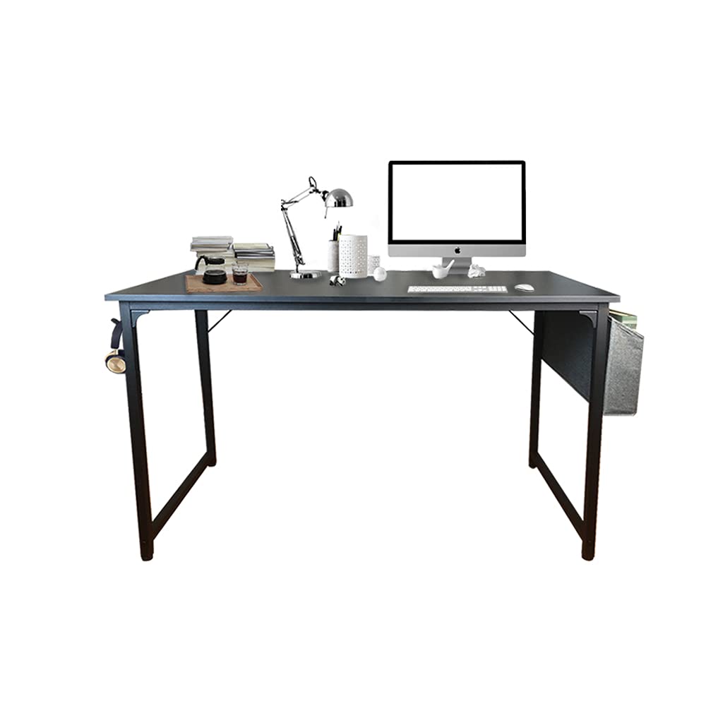 Jahof 47 Inch Office Desk - Modern Study Writing Work Table, Sturdy Computer Desk for Home Office & Bedroom (Black) - Perfect for Remote Work, Online Learning & Small Spaces
