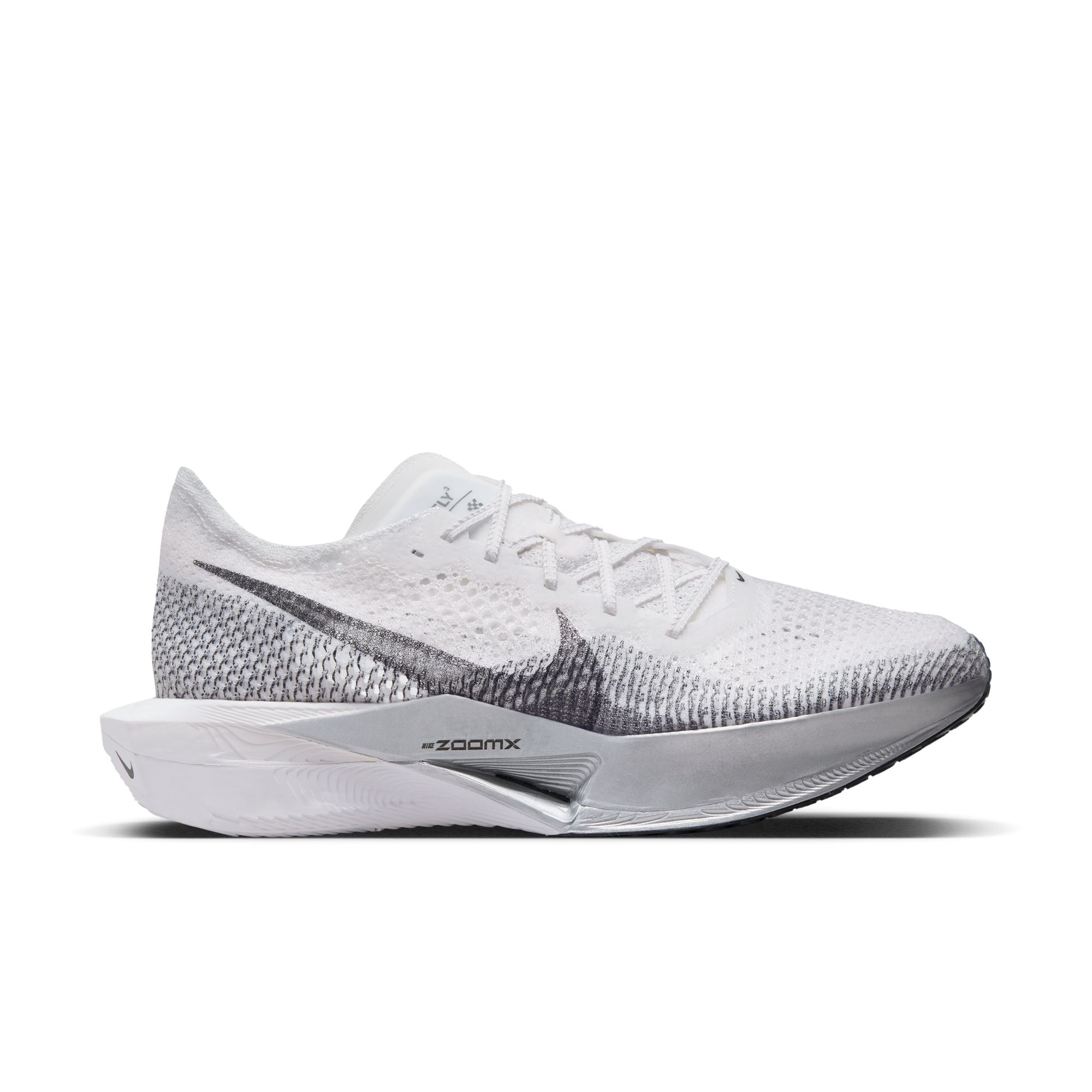Nike Men's ZoomX Vaporfly 3 Running Shoes - White/Particle Grey/Metallic Silver/Dark Smoke Grey - Lightweight Racing Sneakers for Marathon & Road Running