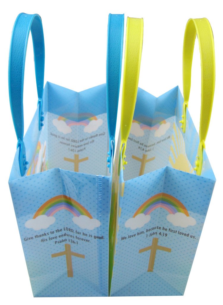 Tiny Mills Loves You Religious Gift Bags with Handles - 12 Pack Themed Party Favors for Church Events, Sunday School, Baptism & Christian Celebrations