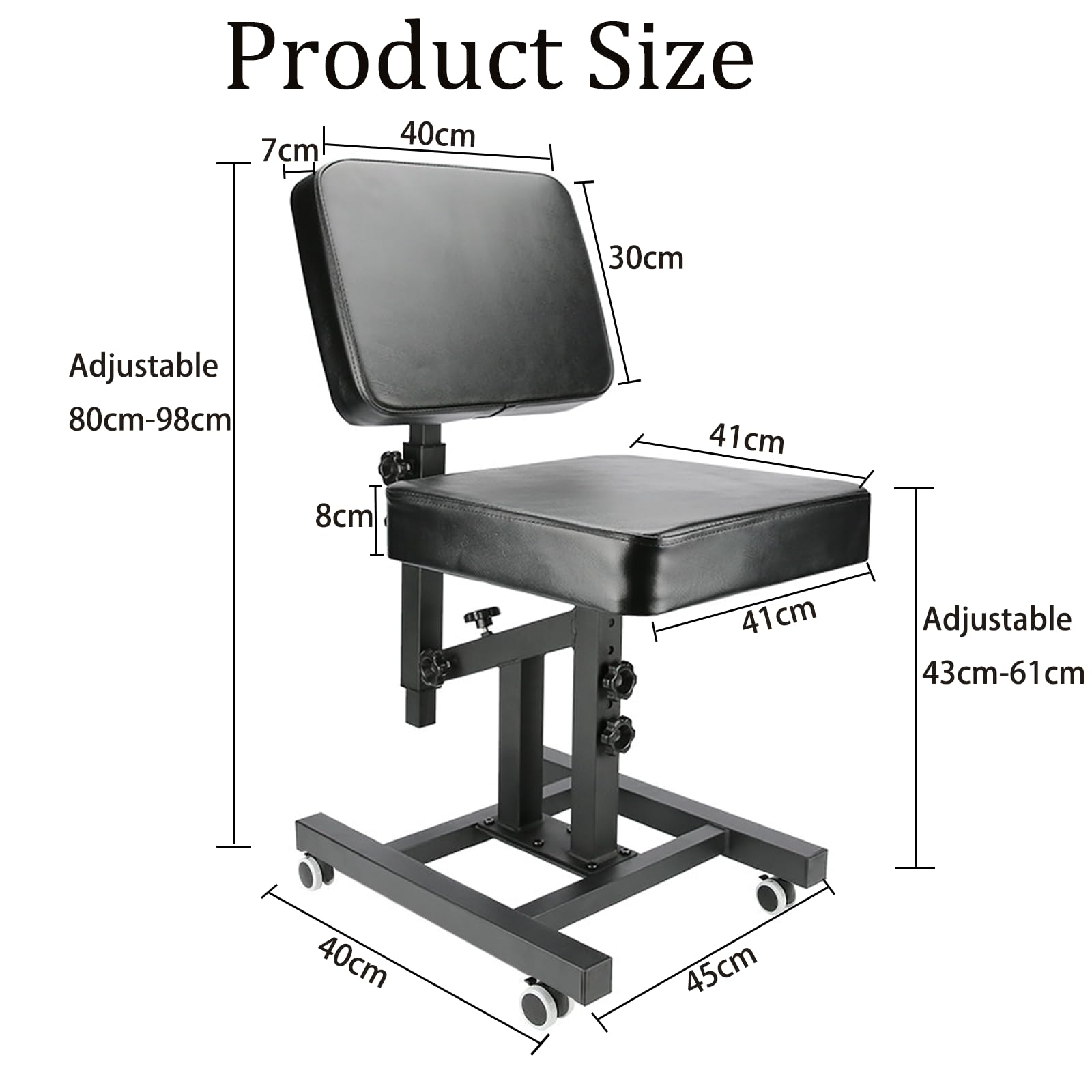 HOINCO Adjustable Tattoo Chair with Armrest - Multifunctional Beauty Salon Stool for Artists, Tattooists & Makeup Artists | Perfect for Tattoo Studios, Beauty Salons & Home Use - Black