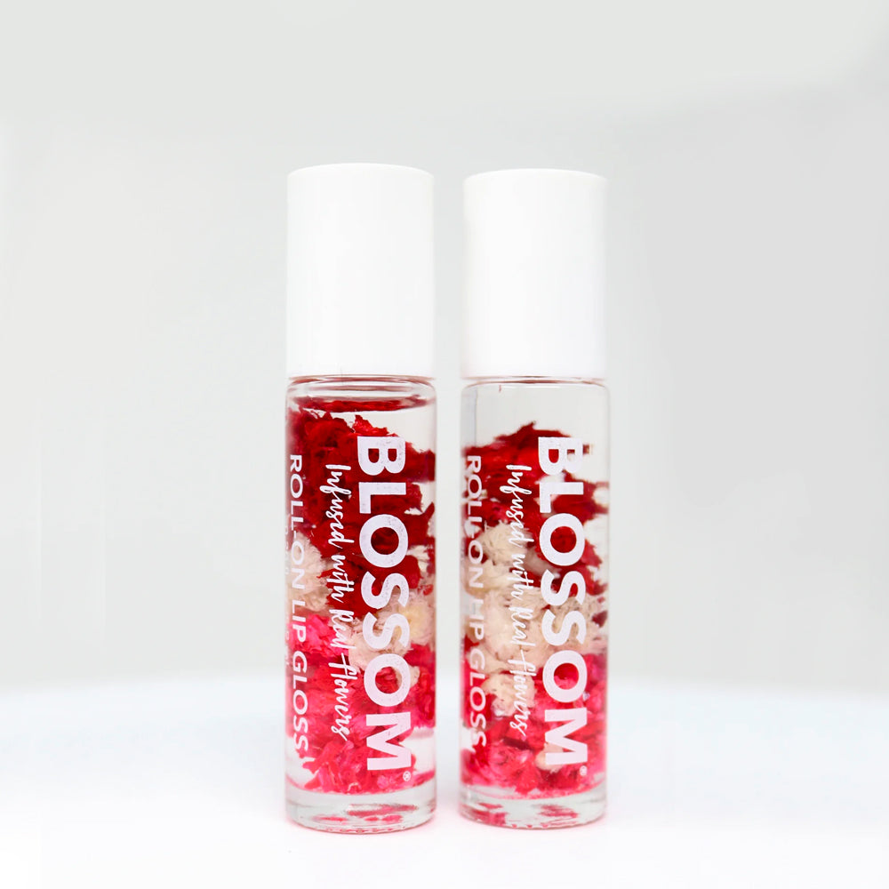 Blossom Roll On Lip Gloss with Natural Flower Infusion - 2 Pack Hydrating Lip Balm for Daily Moisture & Shine | Perfect for Work, Date Night & On-the-Go Touch Ups