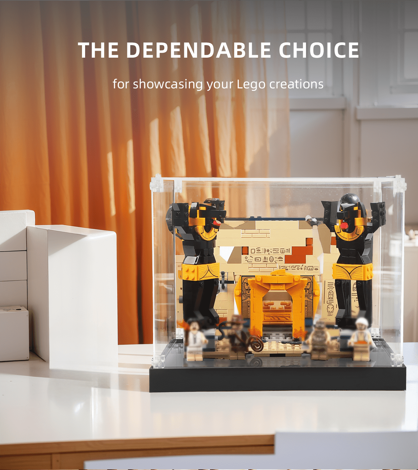 LEGO Indiana Jones Escape from Lost Tomb 77013 Display Case - Premium Acrylic Showcase for LEGO Sets - Perfect for Home Decor, Office Display & Collector's Showcase