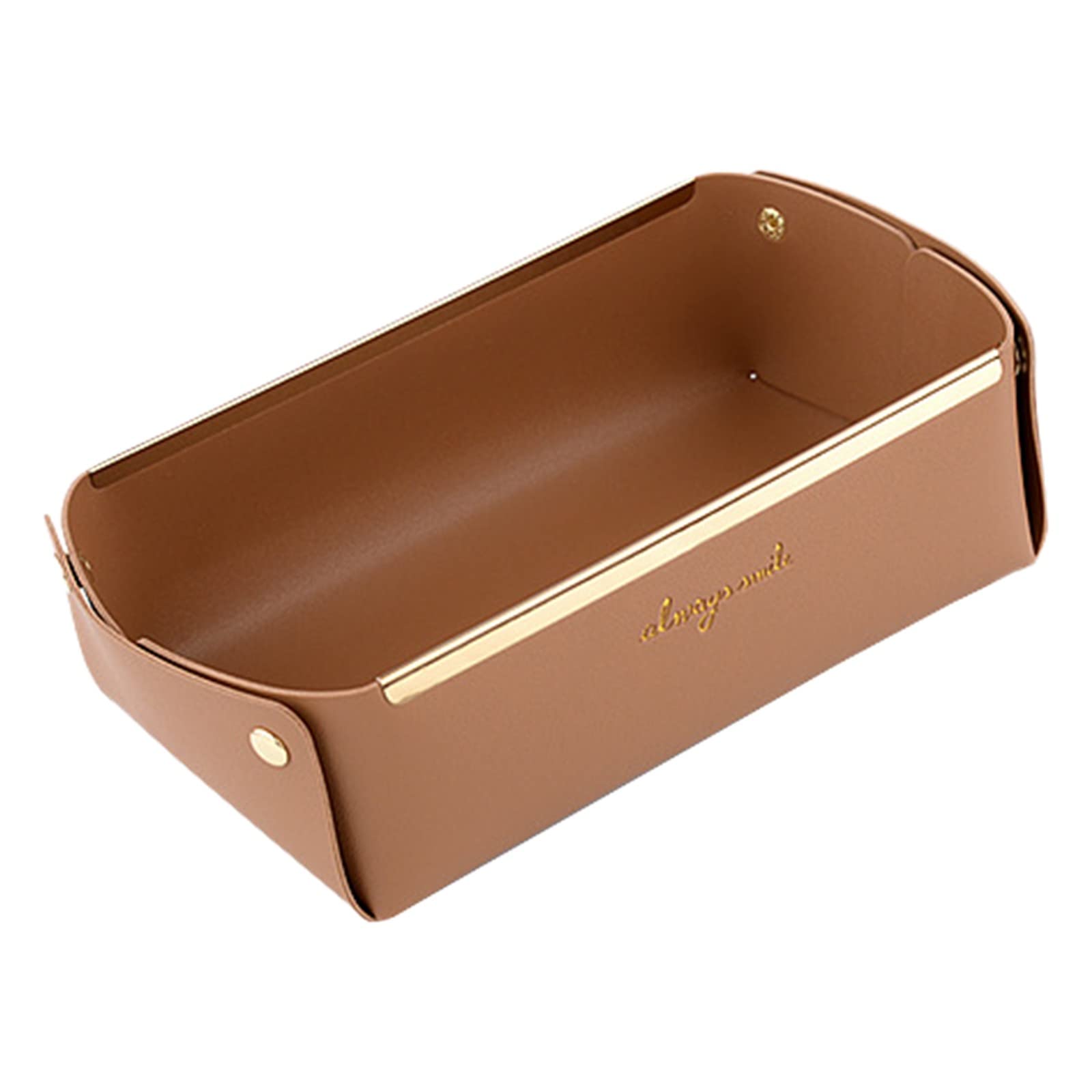 Foldable Leather Desktop Storage Box with Handle - Organizer for Cosmetics, Snacks & Sundries - Christmas Gift & Garment Storage (Brown, One Size) - Perfect for Home, Office & Travel Organization