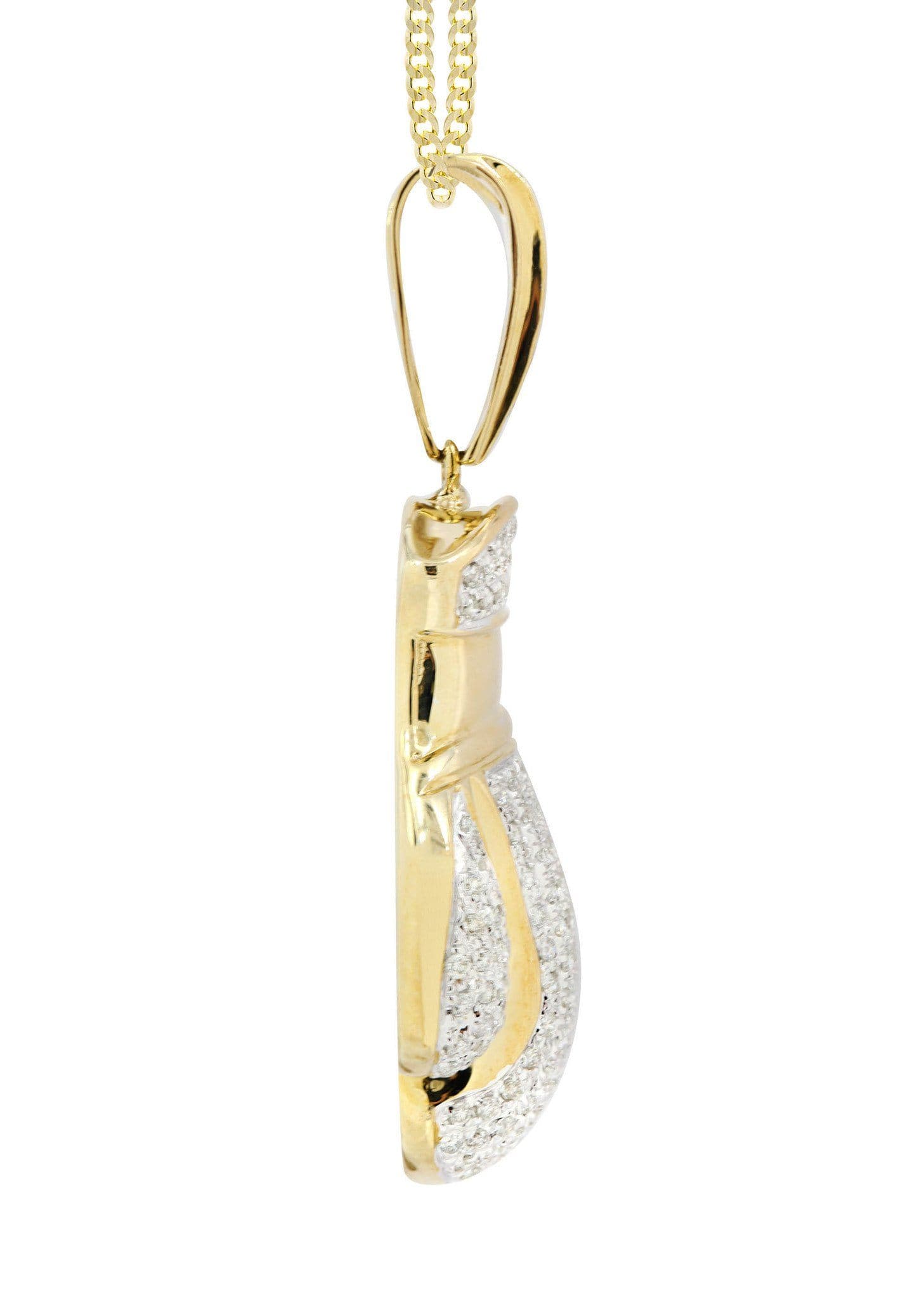 10K Yellow Gold Boxing Glove Diamond Necklace - 1.42 Carats Real Diamond Pendant for Women | Gift for Boxers, Athletes & Sports Lovers | Perfect for Boxing Events, Birthdays & Anniversaries