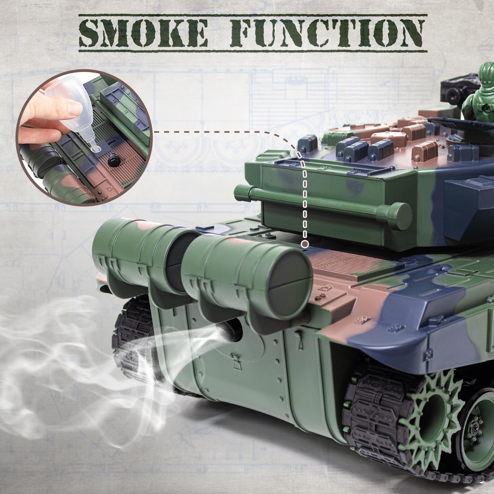 1:18 Scale RUS T-90 RC Tank - 2.4Ghz Remote Control Military Toy with Smoke, Light & Sound Effects, 15 Channels, BBS & Water Bomb Shooting - Battle-Ready Army Tank Model for Adults & Kids | Indoor & Outdoor Play, War Simulation, Collectible Display