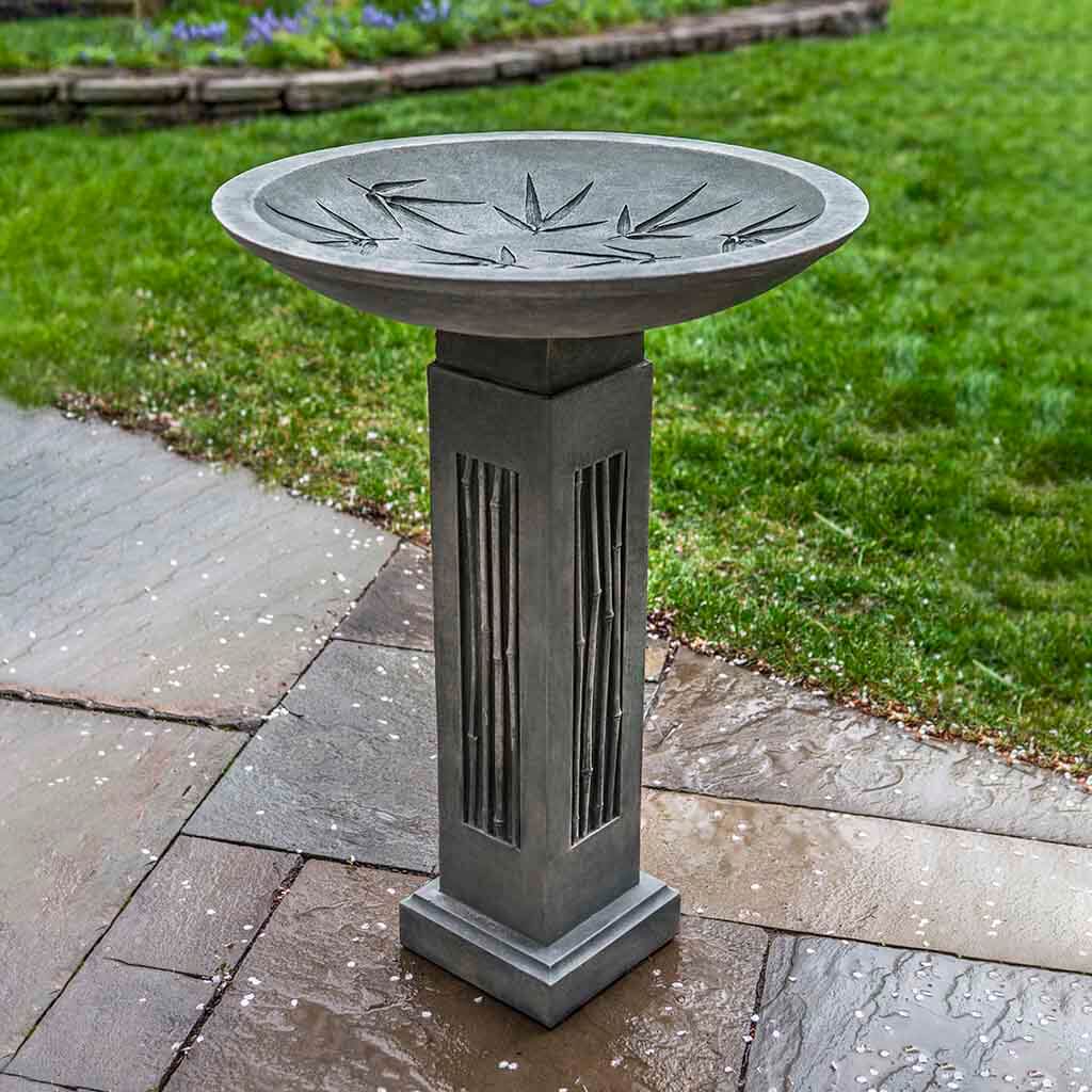 Campania International Sagano Birdbath - Outdoor Garden Decor, Handcrafted Concrete Bird Bath for Patio, Yard & Backyard - Attracts Birds & Enhances Landscape Design