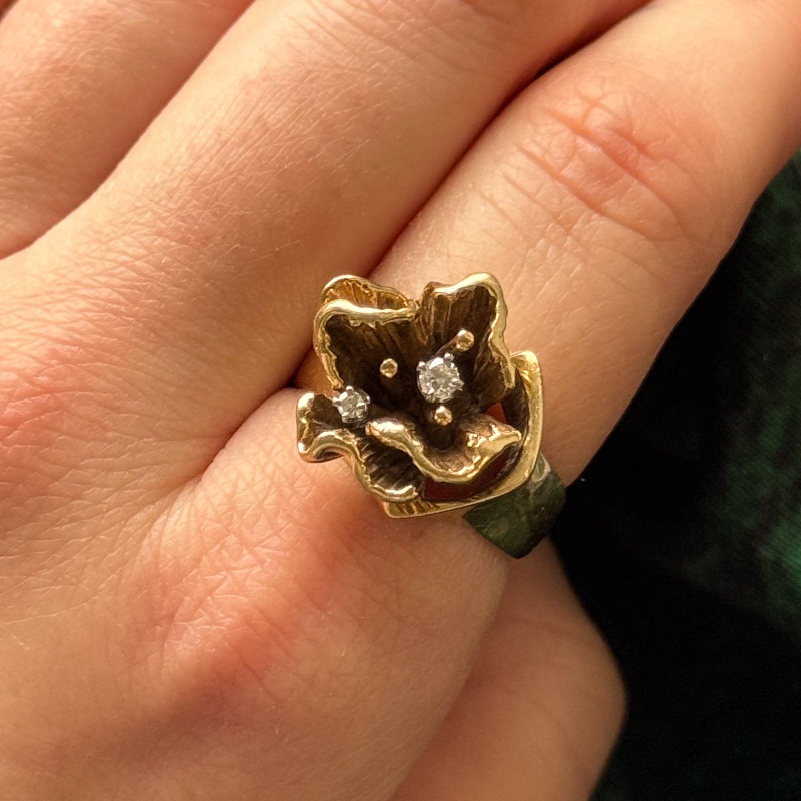 0.08ctw Diamond Flower Cocktail Ring - Size 8.25 - Elegant Statement Jewelry for Parties, Weddings & Special Occasions