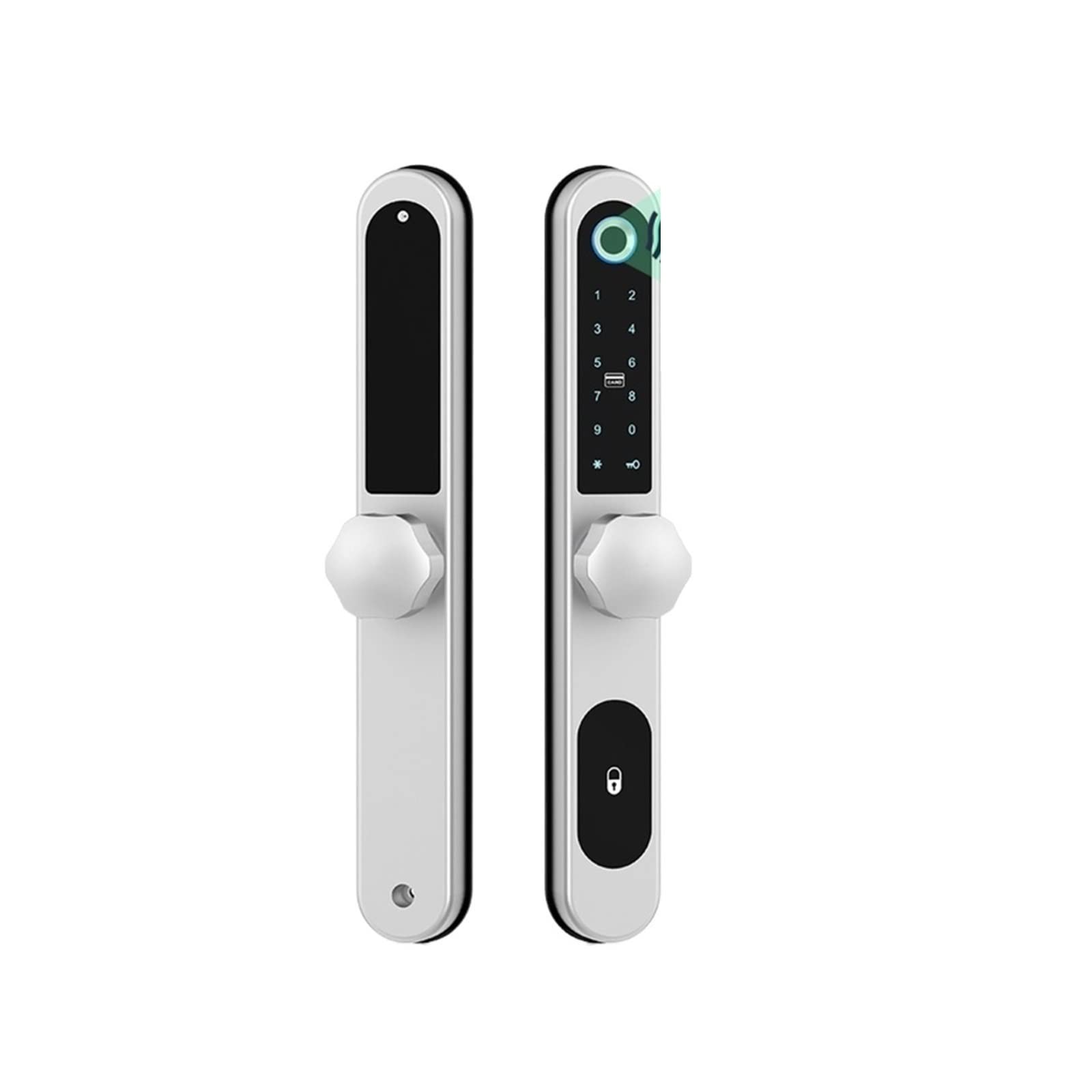 Smart Tuya App Compatible Aluminum Patio Sliding Glass Door Lock - Keypad, Fingerprint & RFID Electronic Mortise Lock with Double Hooks (Round, 22 240 3585) for Home Security & Smart Home Automation
