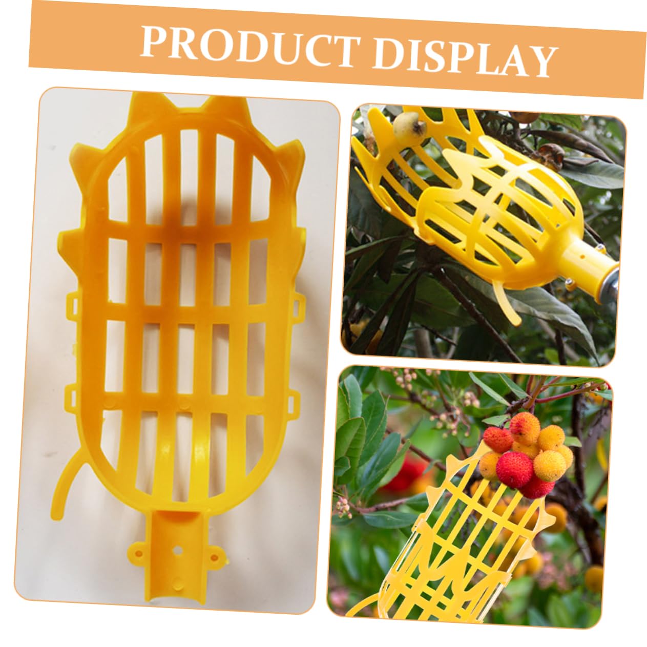 Cabilock Fruit Picker Tool with Basket & Extension Pole - Easy Assemble Lightweight Fruit Harvester for Apple, Orange, Peach Picking - Perfect for Home Garden, Orchard Harvesting & Tall Tree Fruit Collection