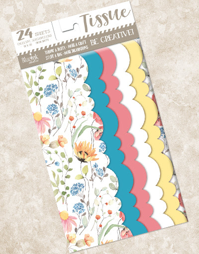 Field of Flowers Scalloped Tissue Paper - Floral Decorative Wrapping Paper for Gift Bags, Party Decorations & DIY Crafts