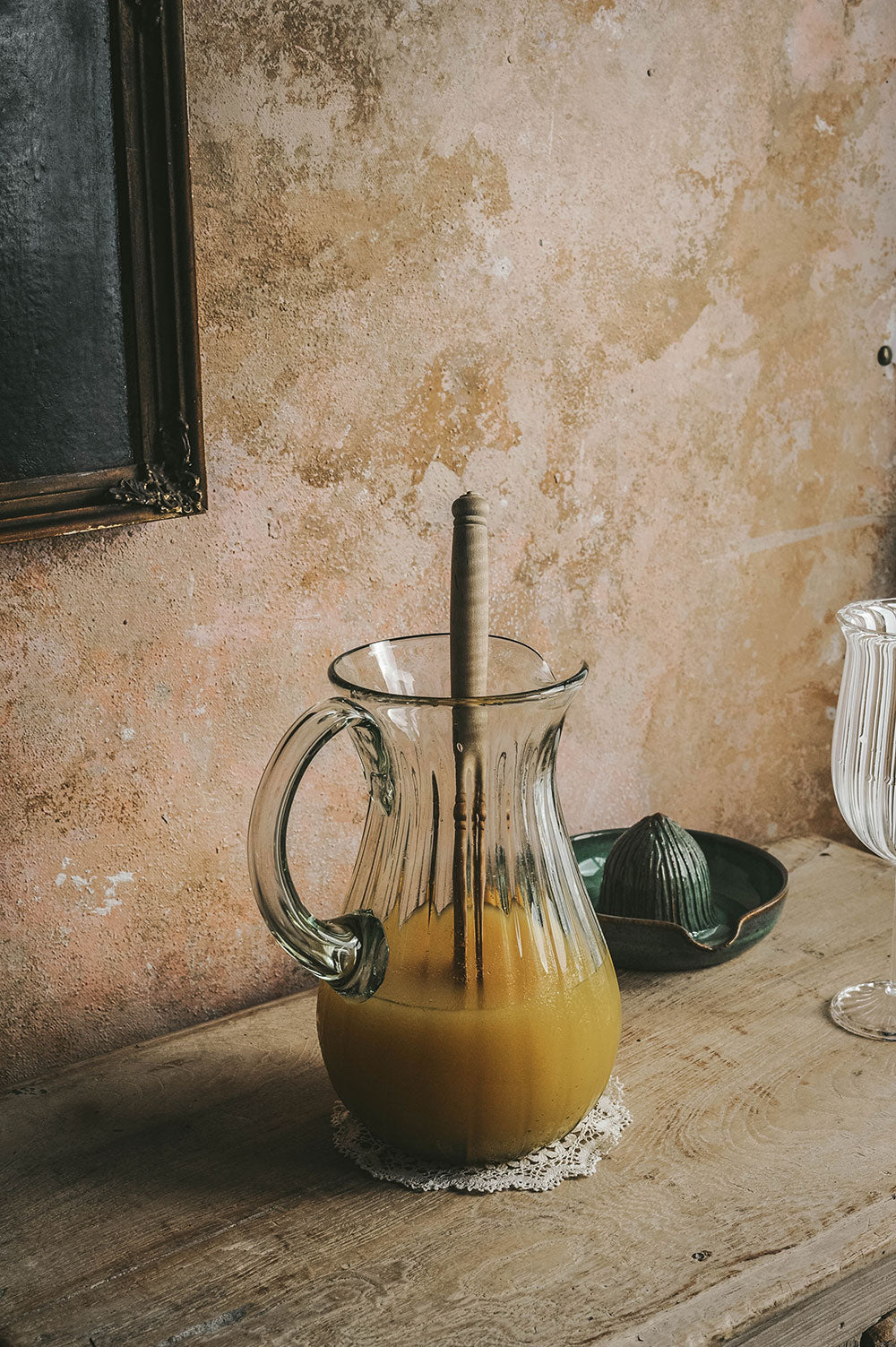 Handblown Fluted Glass Pitcher - Elegant Water & Juice Carafe for Home, Dining & Entertaining - Perfect for Iced Tea, Lemonade & Party Serving