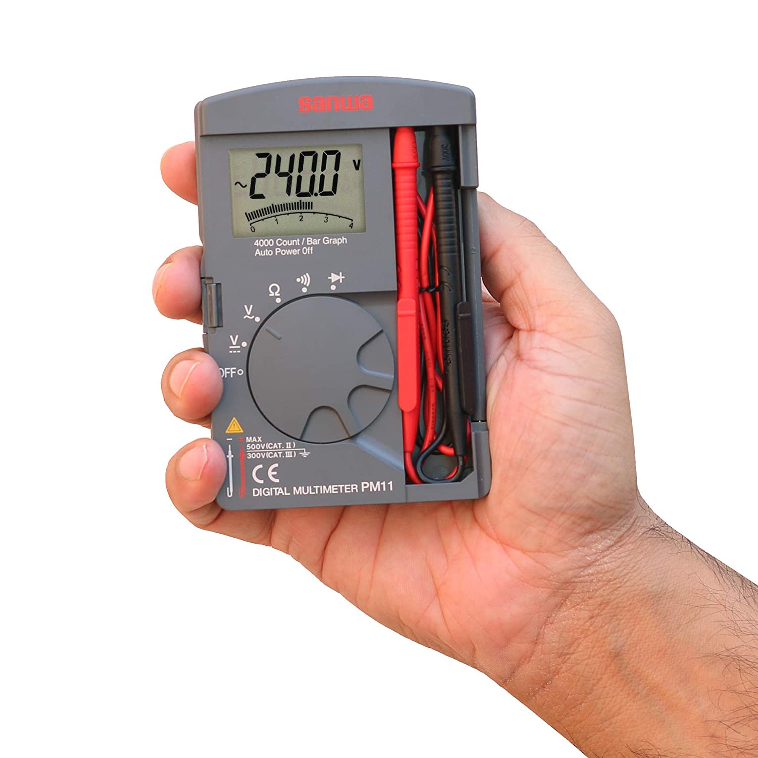 PM11 Digital Multimeter - 4000 Count LCD Display, Auto-Ranging Pocket Multimeter for Home, Car, and Electrical Repairs