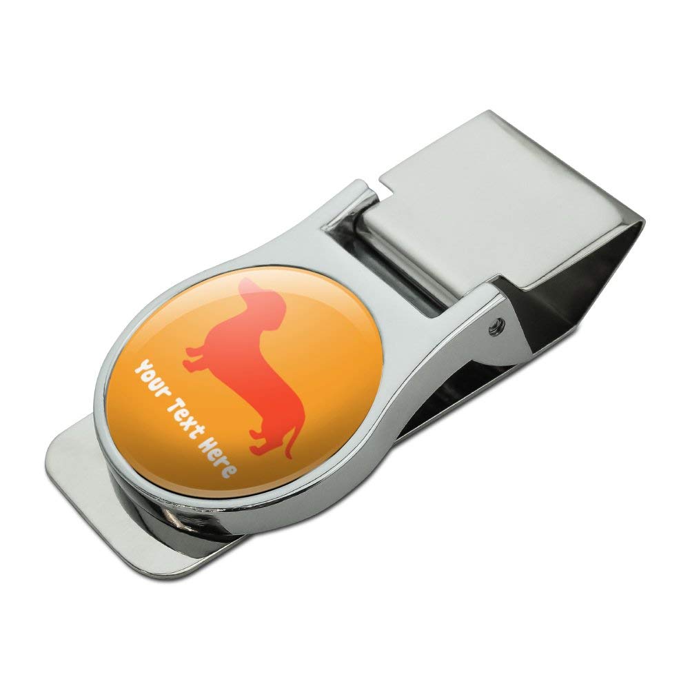 Personalized Dachshund Money Clip - Custom Engraved Wiener Dog Design - Chrome Plated Satin Metal Gift for Men - Perfect for Cash, Credit Cards & ID (Great for Weddings, Birthdays & Father's Day)