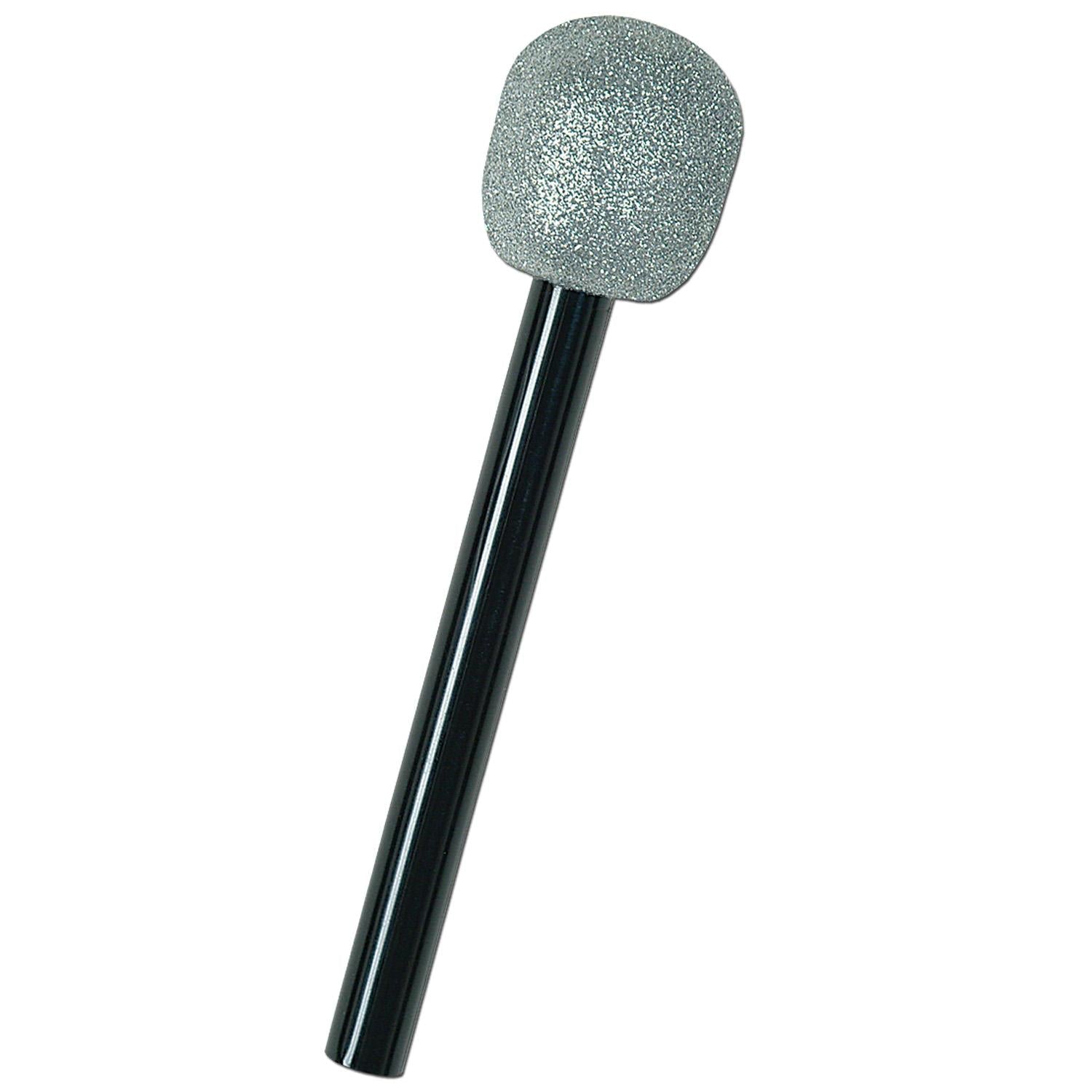 12 Pack Beistle Glittered Microphone - Silver & Black Party Supplies for Karaoke, Birthday, Stage Performances & Themed Events