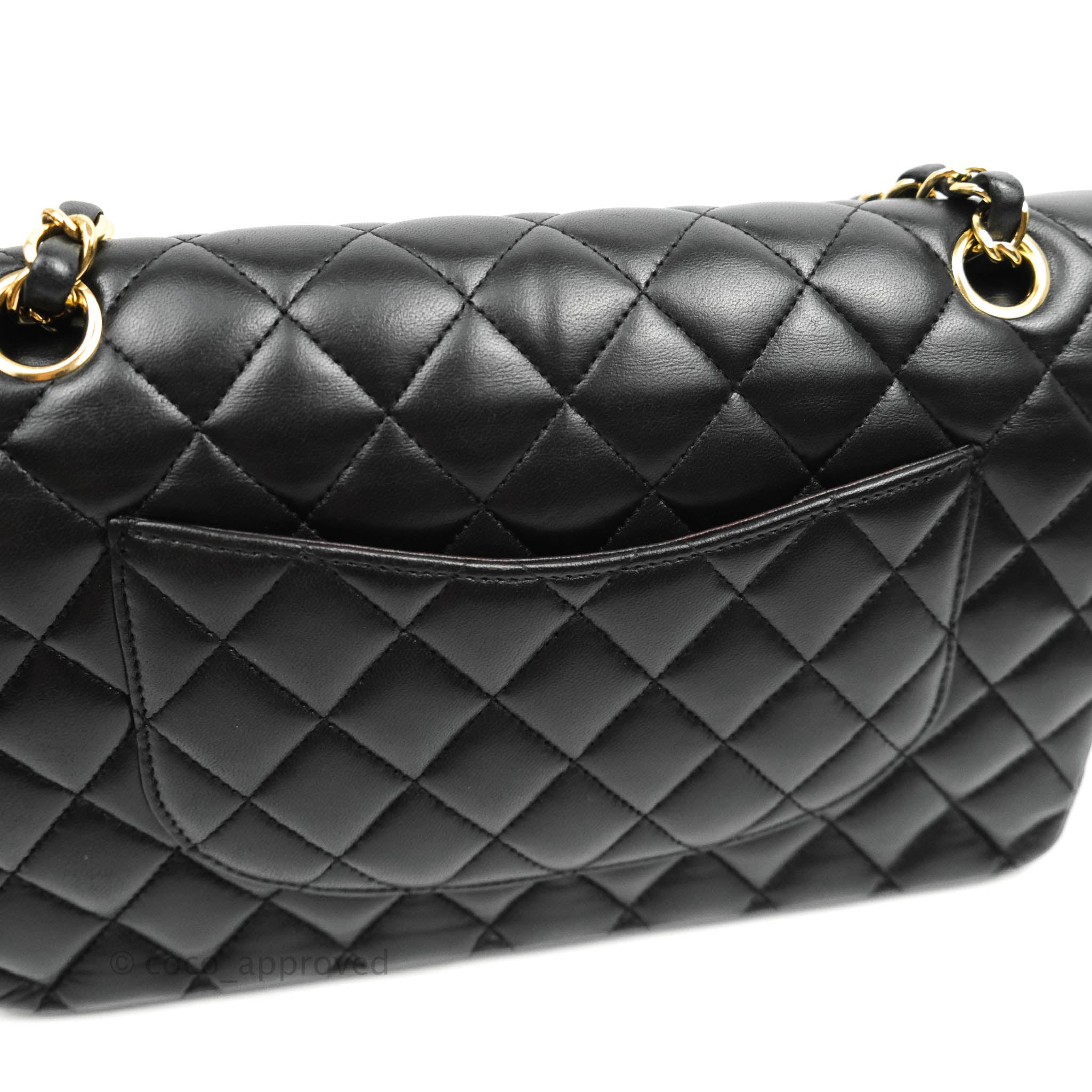 Chanel Classic Medium Double Flap Bag - Black Lambskin Leather with Gold Hardware | Luxury Handbag for Women, Perfect for Work, Evening & Special Occasions