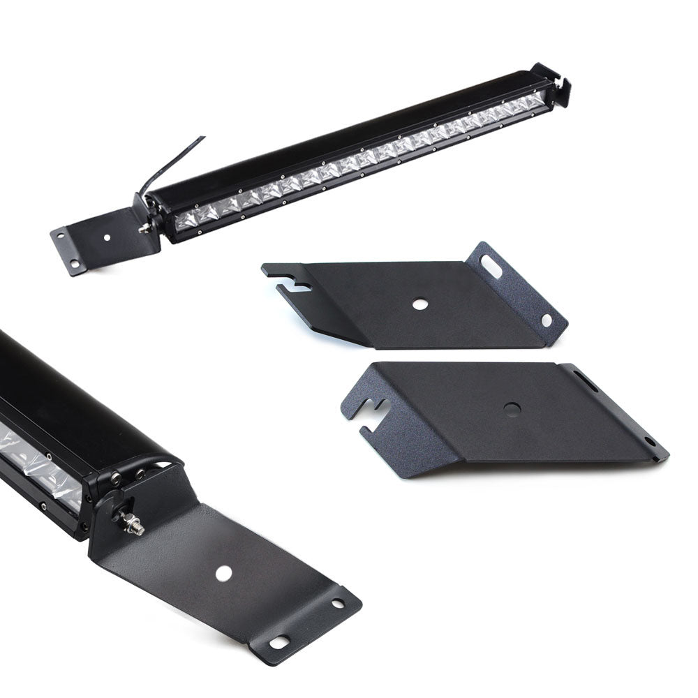 100W 21 LED Light Bar with Hood Mounting Bracket & Wiring Kit - Compatible with 2007-2017 Jeep Wrangler JK - Off-Road, Camping & Night Driving Lighting Upgrade