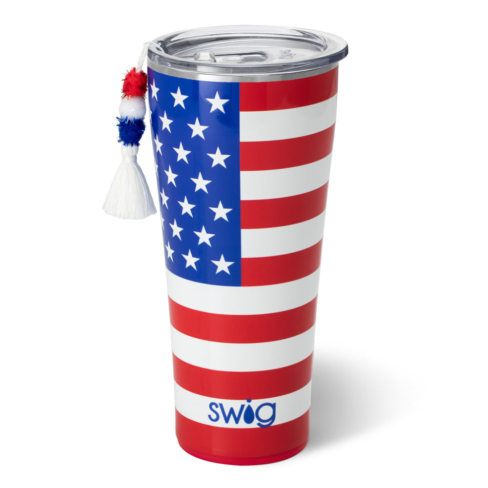 32oz All American Tumbler - Insulated Stainless Steel Water Bottle with Lid & Straw - Perfect for Gym, Hiking, Travel & Everyday Use