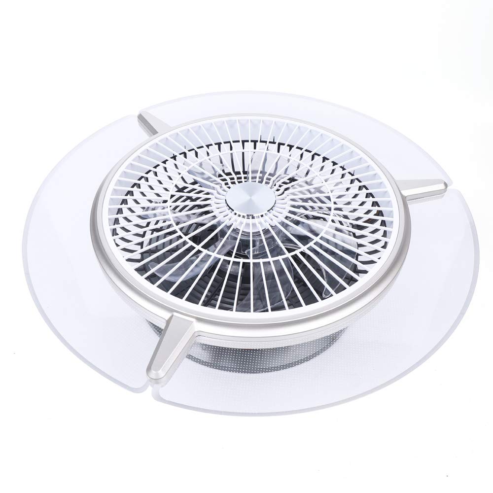 Modern Ceiling Fan with LED Light Kit, Remote Control, Dimmable Round Transparent Glass - Perfect for Living Room, Bedroom & Office