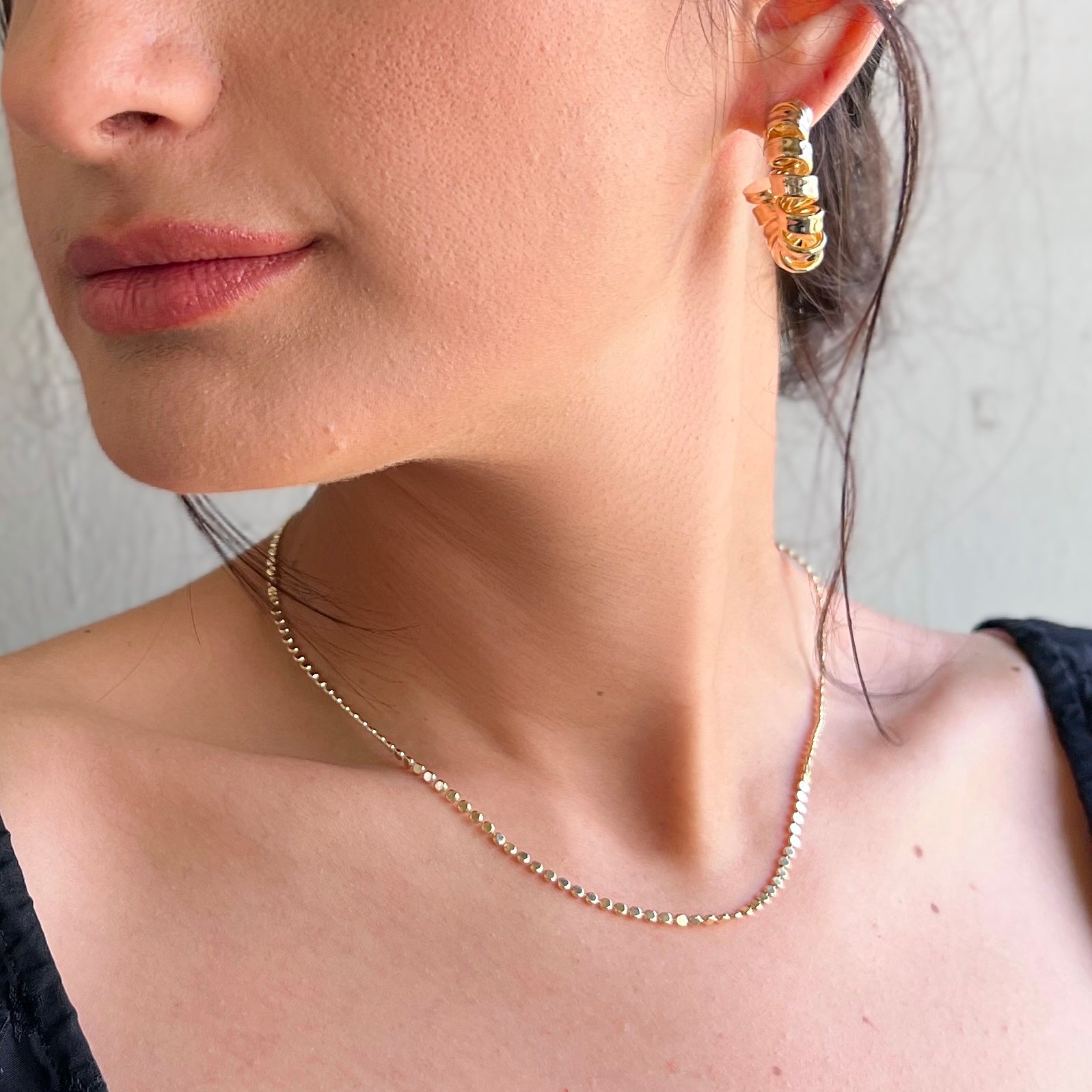 18K Gold Filled Curly C Hoop Earrings - Large Statement Hoops for Women - Perfect for Parties, Weddings & Everyday Wear
