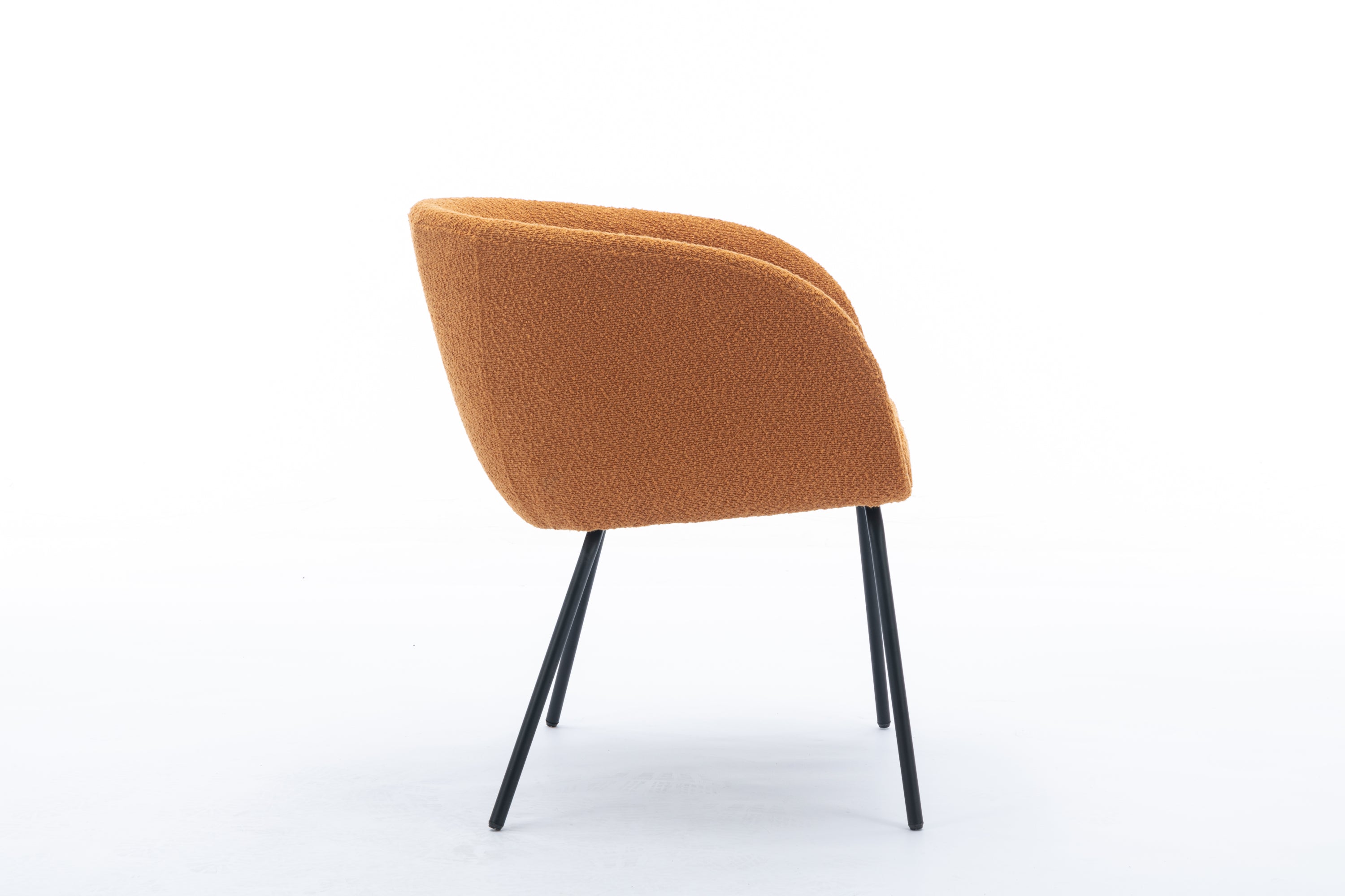 039 Set of 1 Boucle Fabric Dining Chair With Black Metal Legs - Modern Upholstered Accent Chair for Dining Room, Kitchen, Office or Living Room