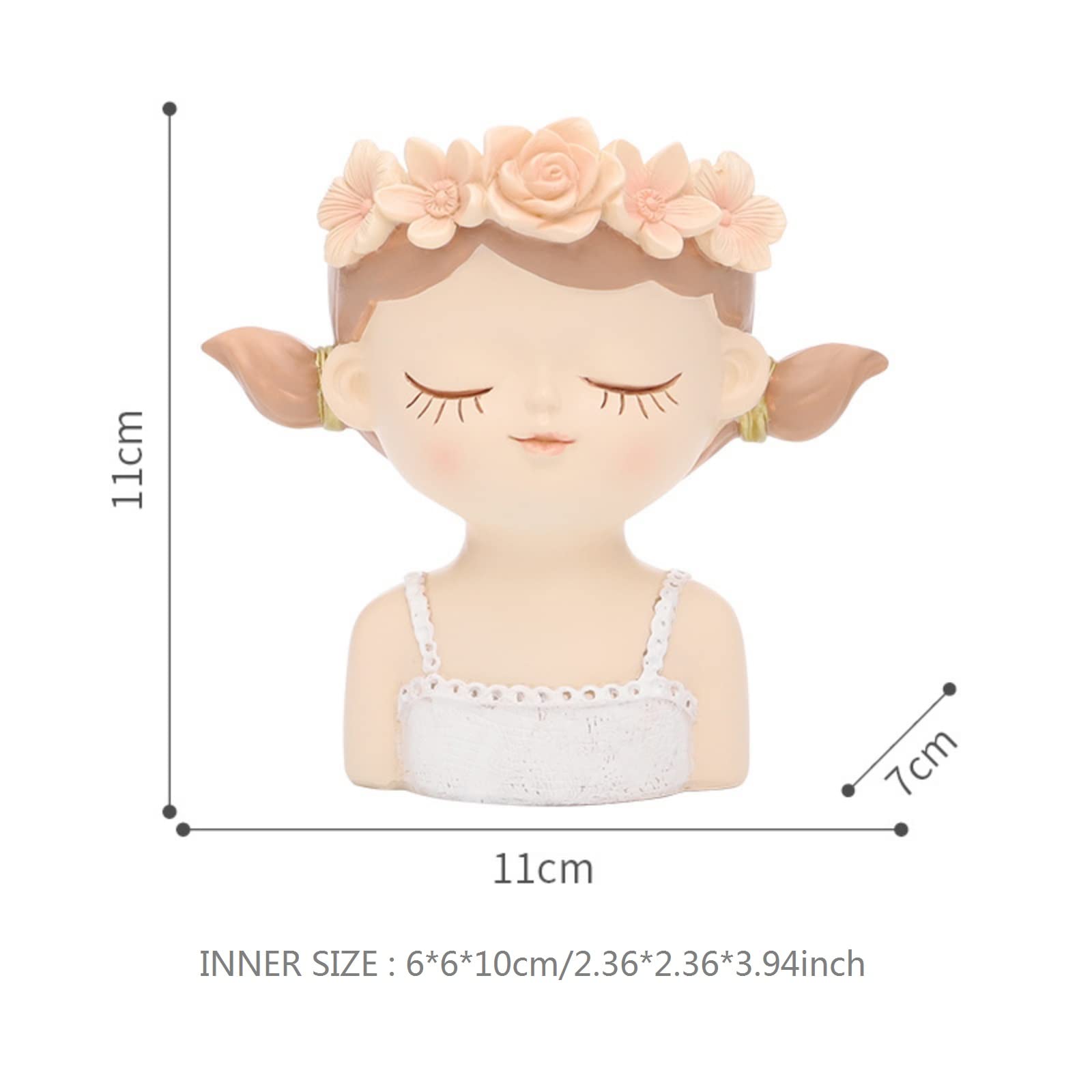Cute Girl Face Resin Planter Pot for Succulents & Cactus - Indoor/Outdoor Flower Pot, Cosmetic Organizer & Pen Holder - Home & Office Desk Decor (Style-4) | Perfect for Windowsills, Bathroom Decor & Gift Ideas