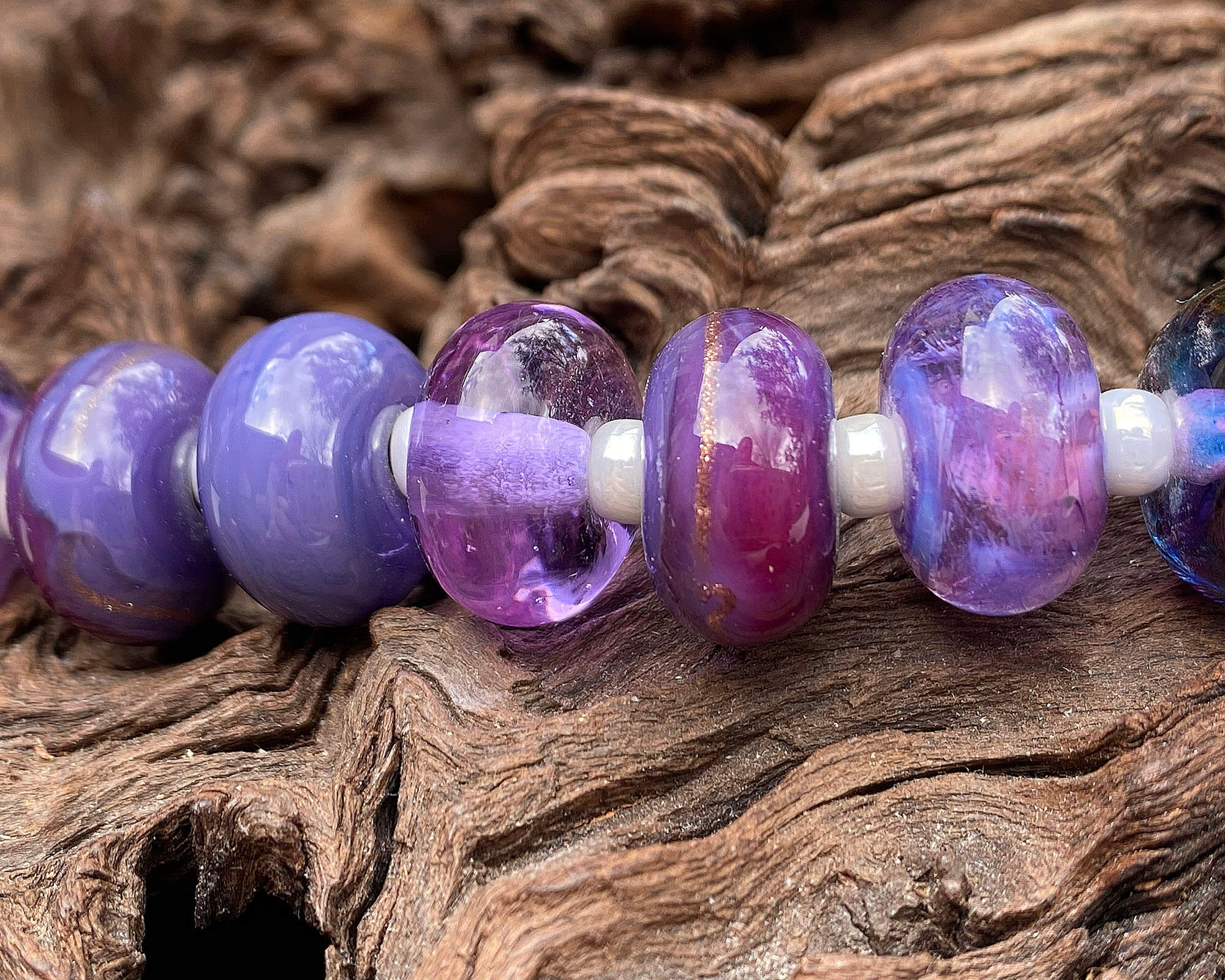 16-Piece Purple Mixed Lampwork Glass Beads Set for Jewelry Making - DIY Bracelets, Necklaces & Craft Projects (SRA)