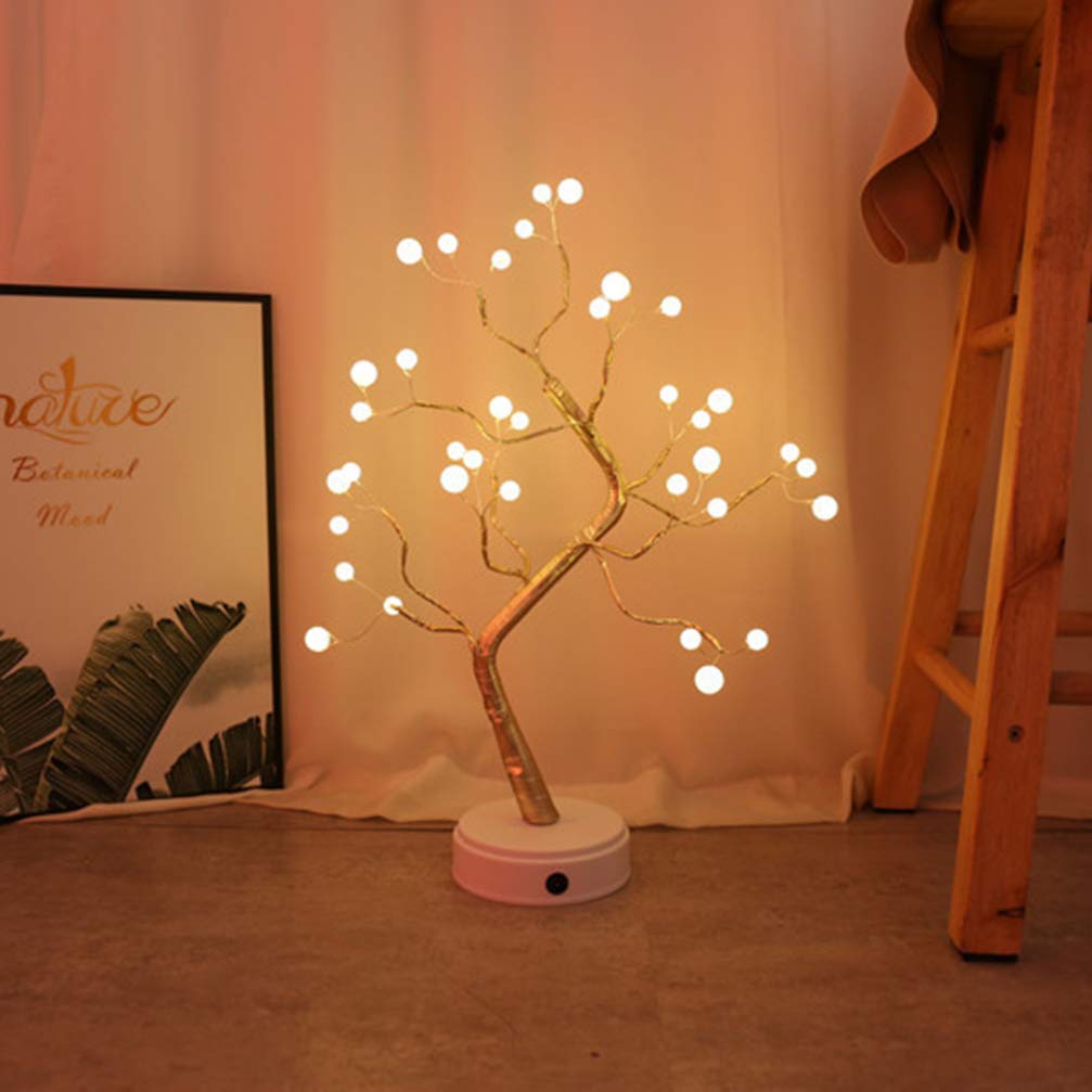 Uonlytech LED Table Tree Lamp - 36 Pearl USB & Battery Operated Night Light for Christmas, Wedding, Party - Indoor/Outdoor Home Decor (Perfect for Bedroom, Living Room, Garden & Holiday Displays)