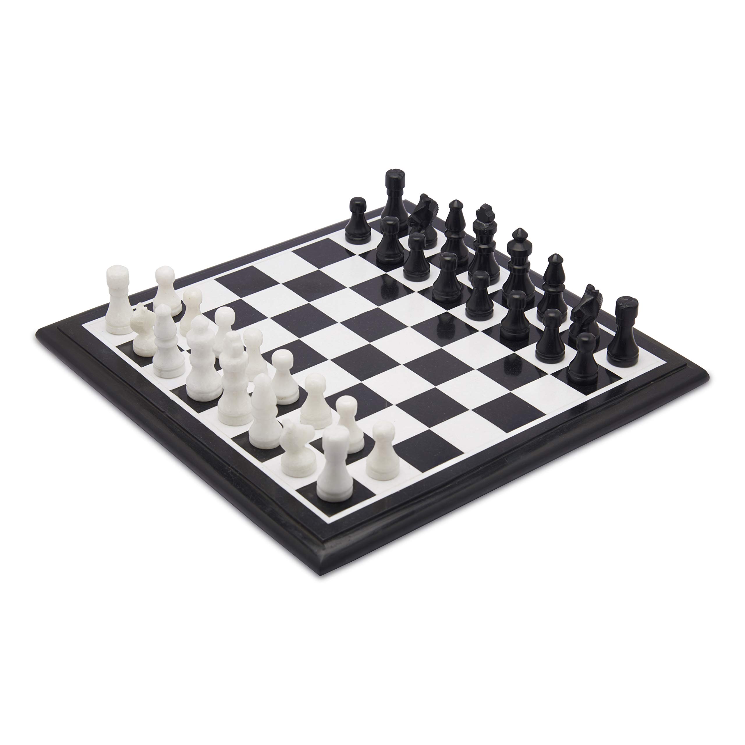Premium QUEENZA Marble Chess Set - 12 Inch Black & White Tournament Chess Board with Staunton Pieces & Storage Box - Perfect Gift for Adults & Chess Enthusiasts - Ideal for Home, Office, Game Nights & Competitive Play