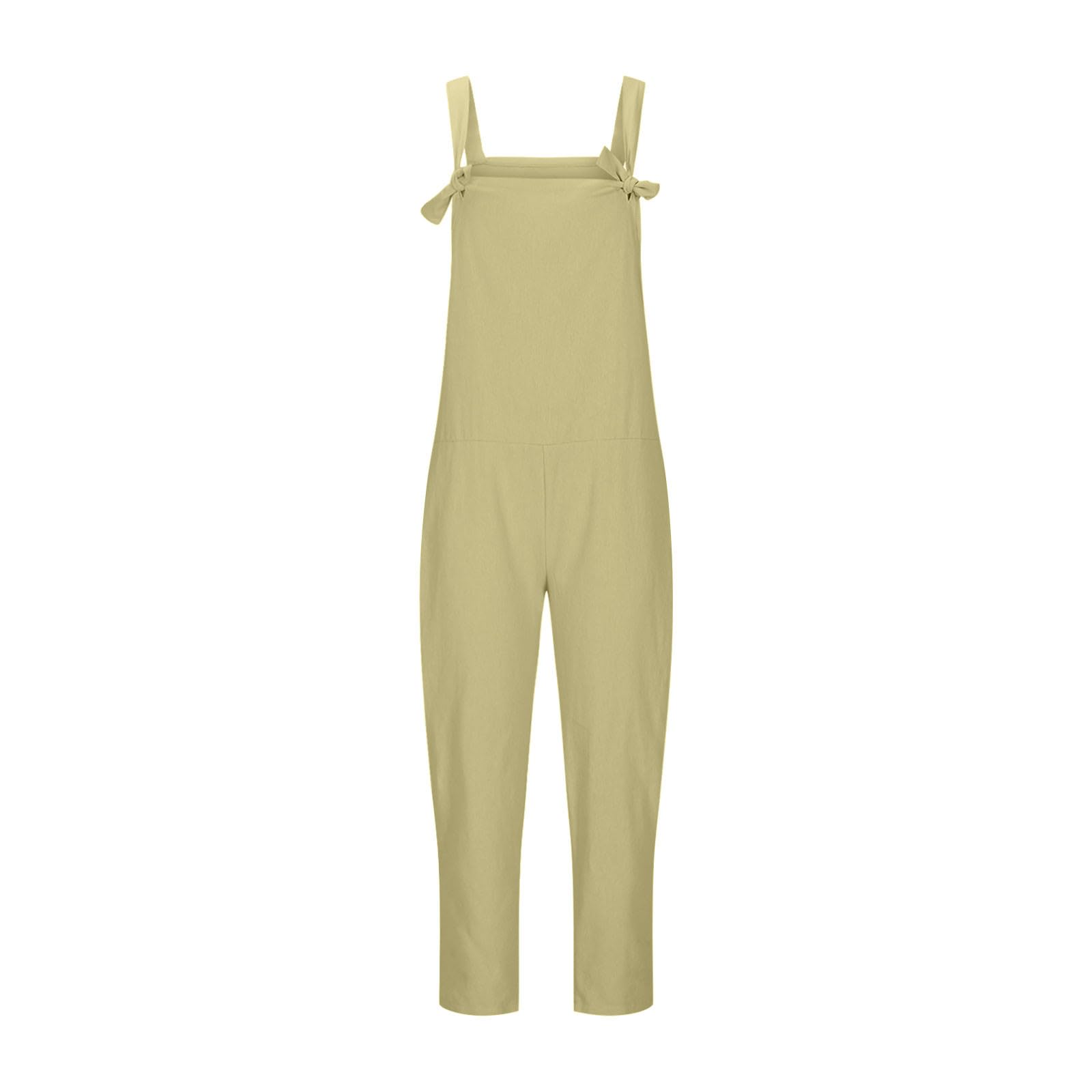 Women's Sleeveless Jumpsuit with Pockets - Casual Loose Romper for Summer Outings