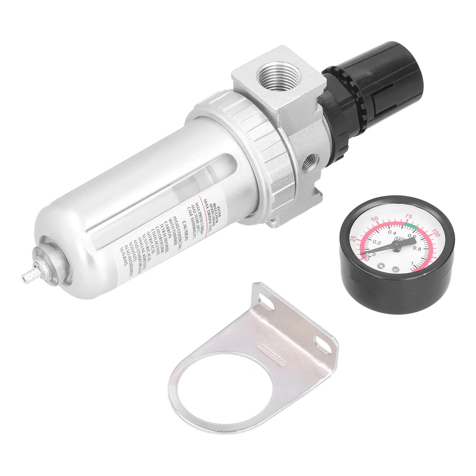 High Temperature Resistant Compressed Air Filter Regulator Combo with Gauge - Water Oil Trap Separator for Compressed Air Lines | Industrial Pneumatic Systems, Air Tools & Machinery Maintenance