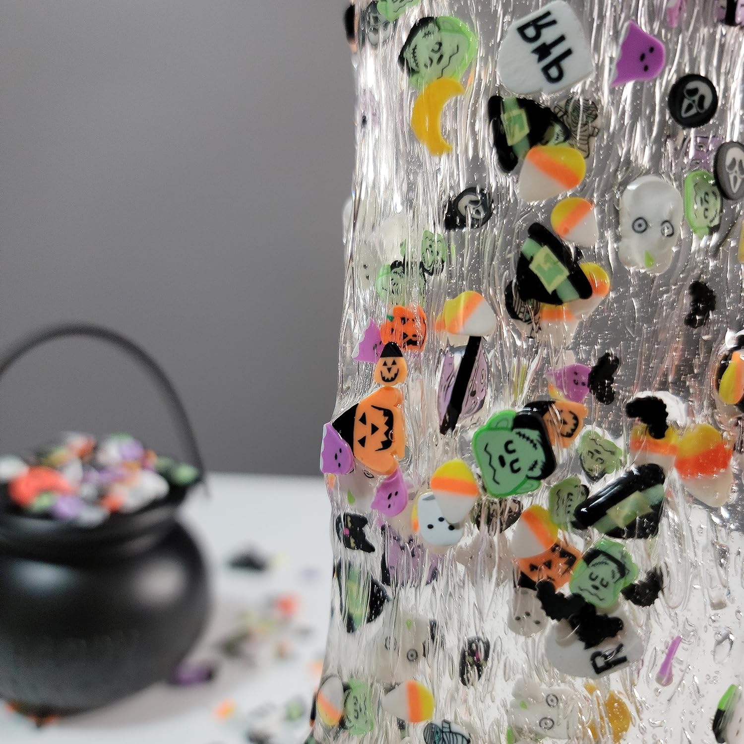 BGM Creations 2000-Piece Halloween Polymer Clay Slices Kit - DIY Slime Supplies, Nail Art Decorations & Craft Embellishments for Halloween Party Decor, Scrapbooking & Jewelry Making